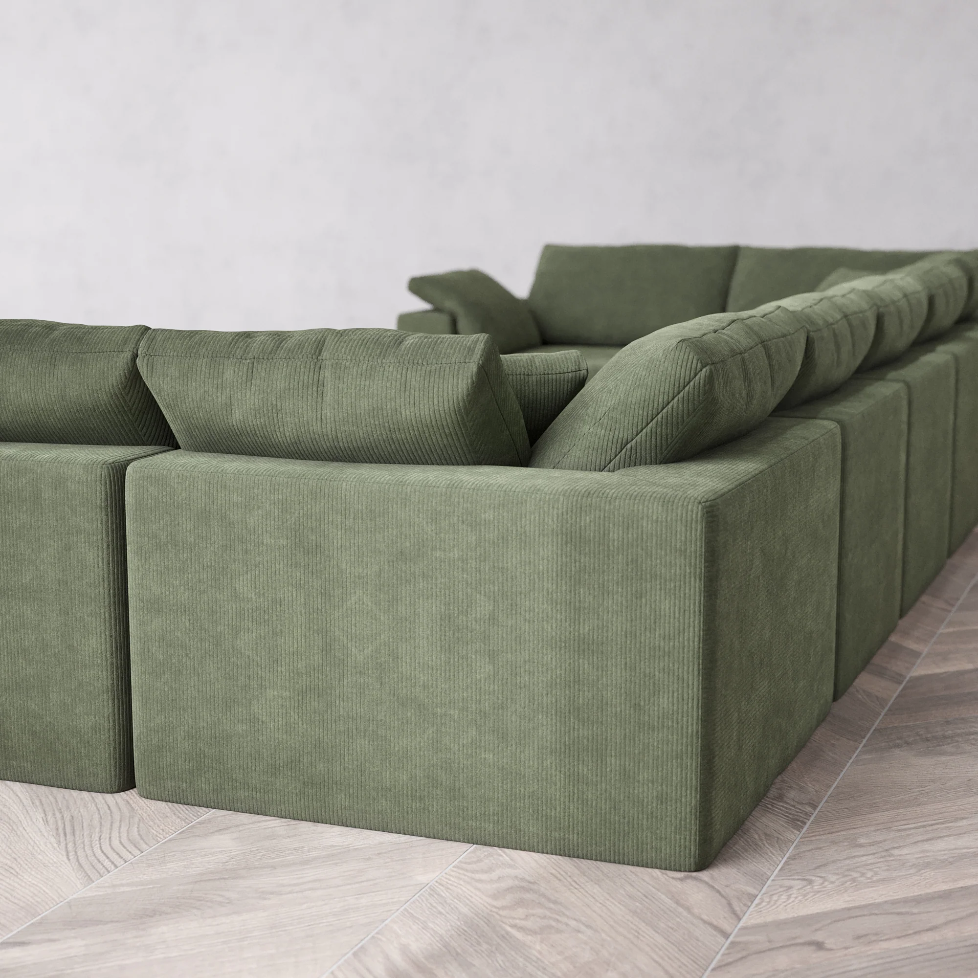Slipcover Only - Modular Washable 7-Seater U Sectional Cloud Sofa in Juniper - Image 5
