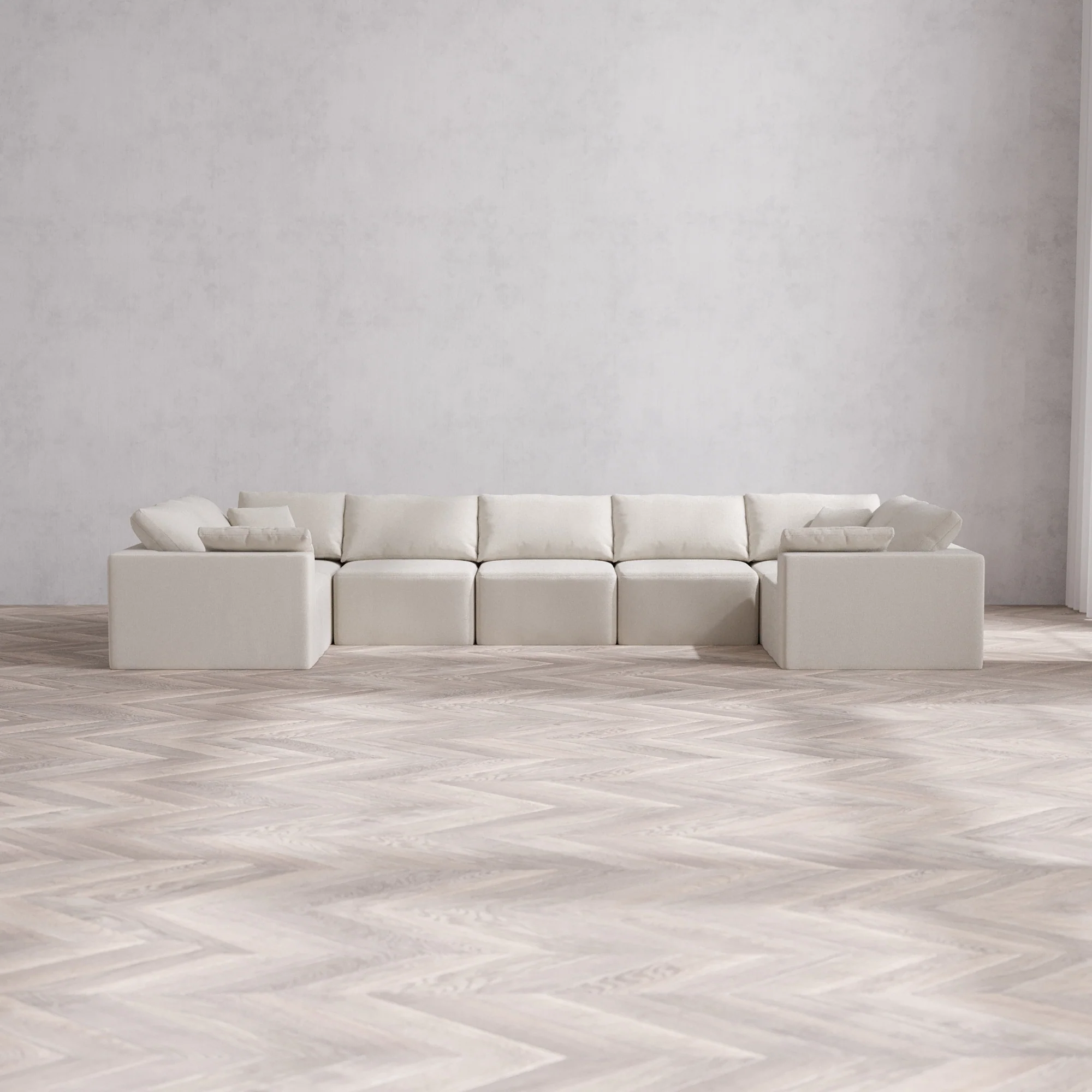 Slipcover Only - Modular Washable 7-Seater U Sectional Cloud Sofa in Pearl
