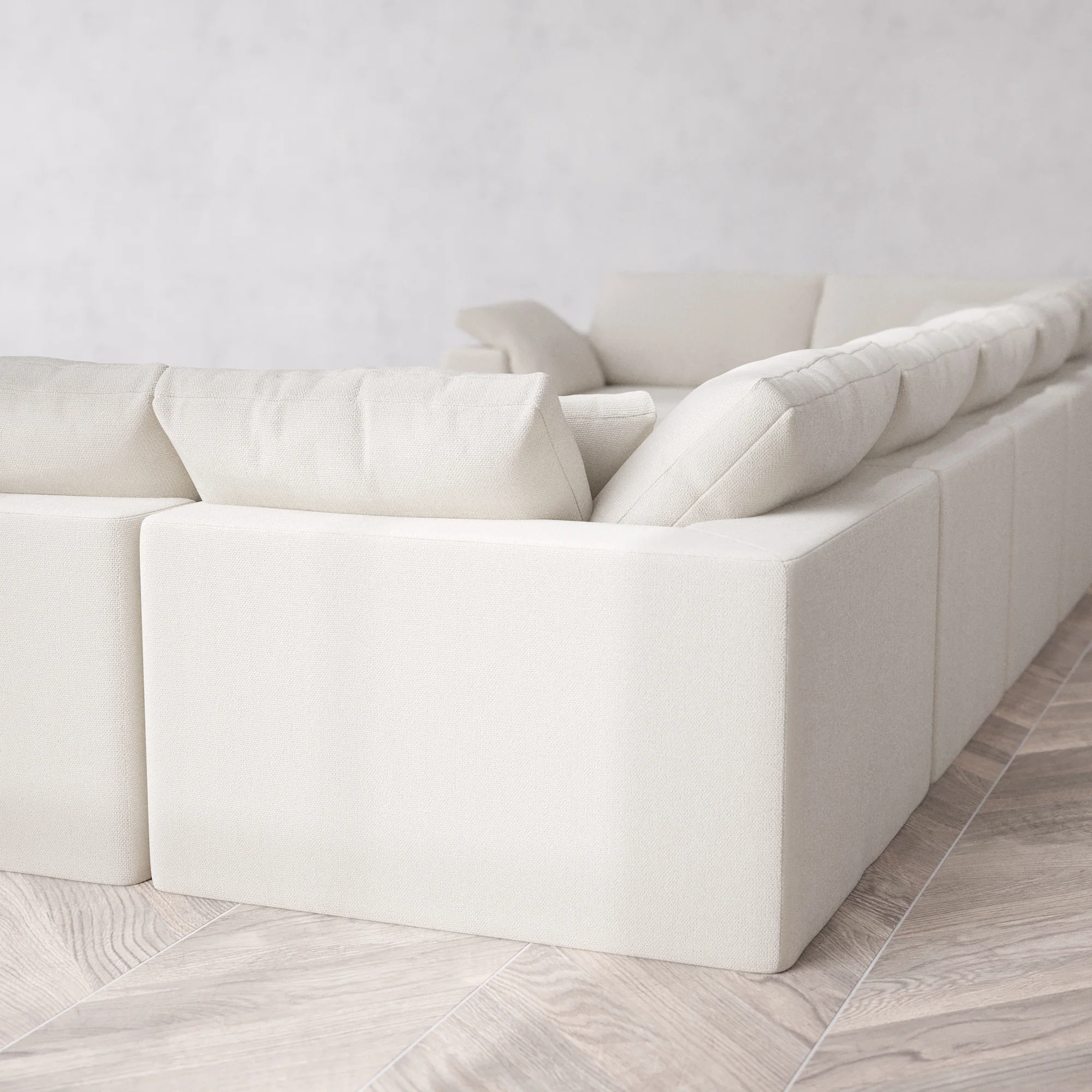 Slipcover Only - Modular Washable 7-Seater U Sectional Cloud Sofa in Pearl - Image 5