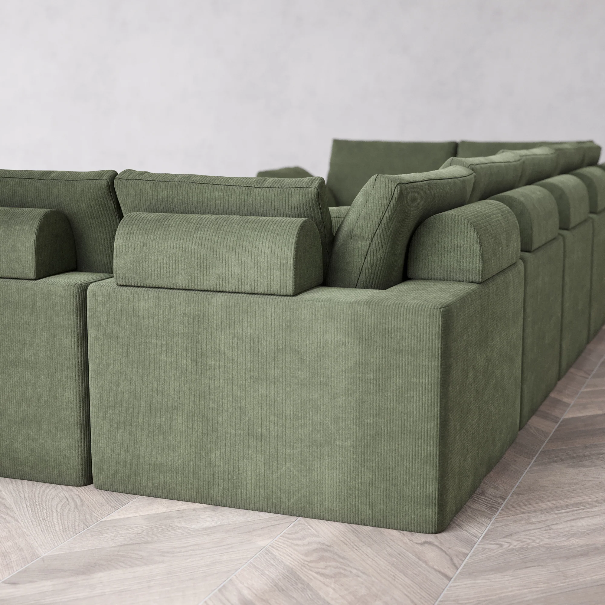 Slipcover Only - Modular Washable 7-Seater U Sectional Cloud + Bolster Sofa in Juniper - Image 5