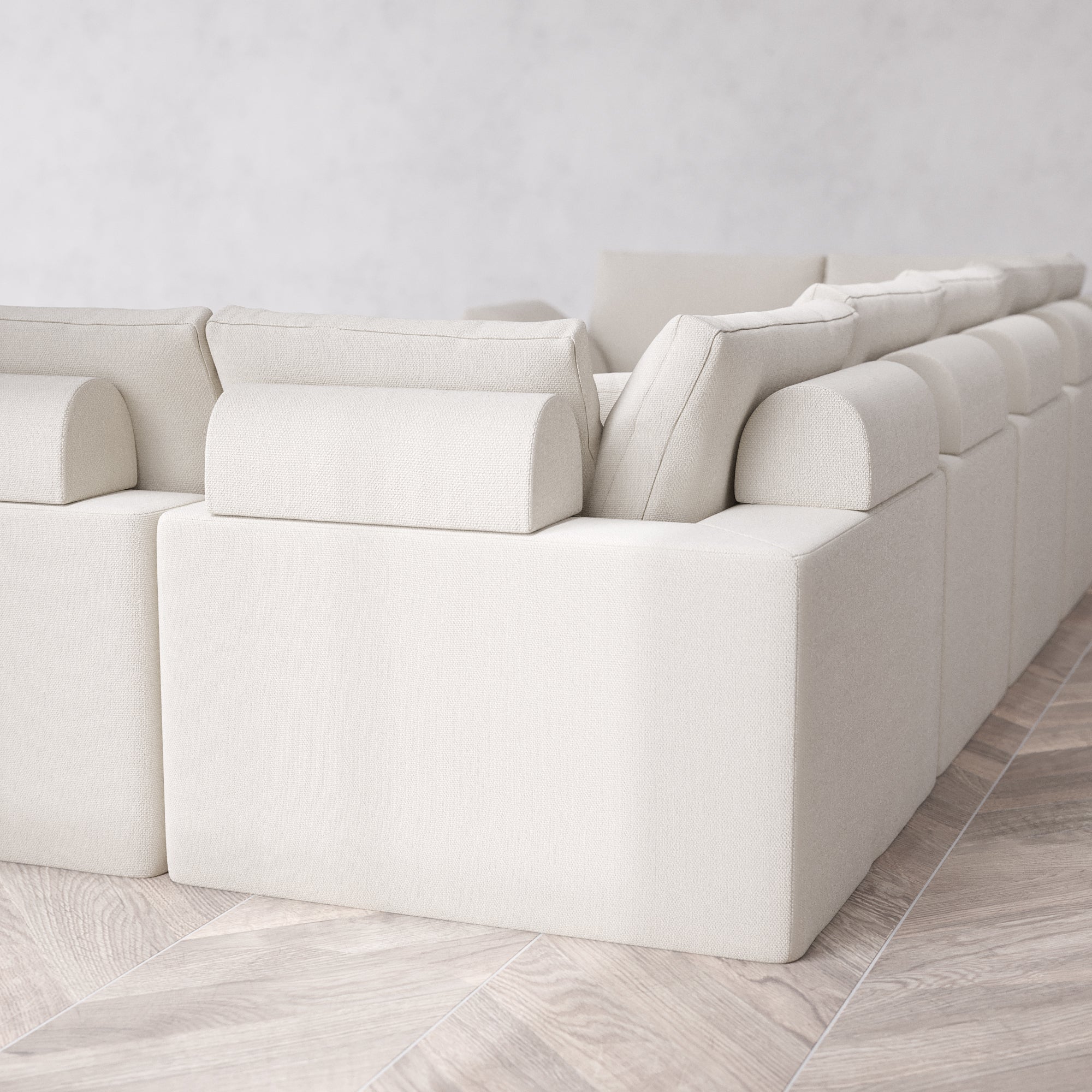 Slipcover Only - Modular Washable 7-Seater U Sectional Cloud + Bolster Sofa in Pearl - Image 5