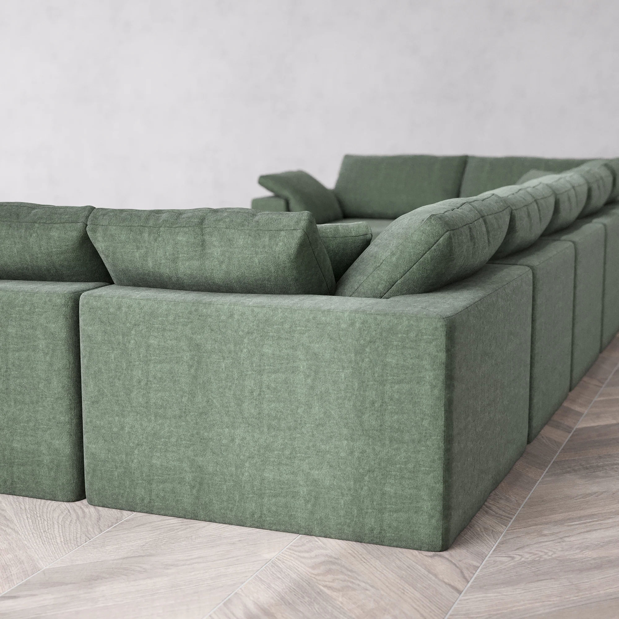Slipcover Only - Modular Washable 7-Seater U Sectional Cloud Sofa in Sage - Image 5