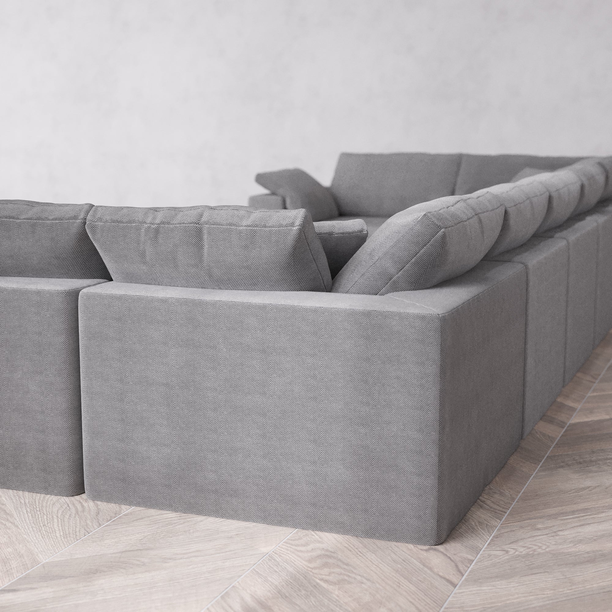 Slipcover Only - Modular Washable 7-Seater U Sectional Cloud Sofa in Slate - Image 5