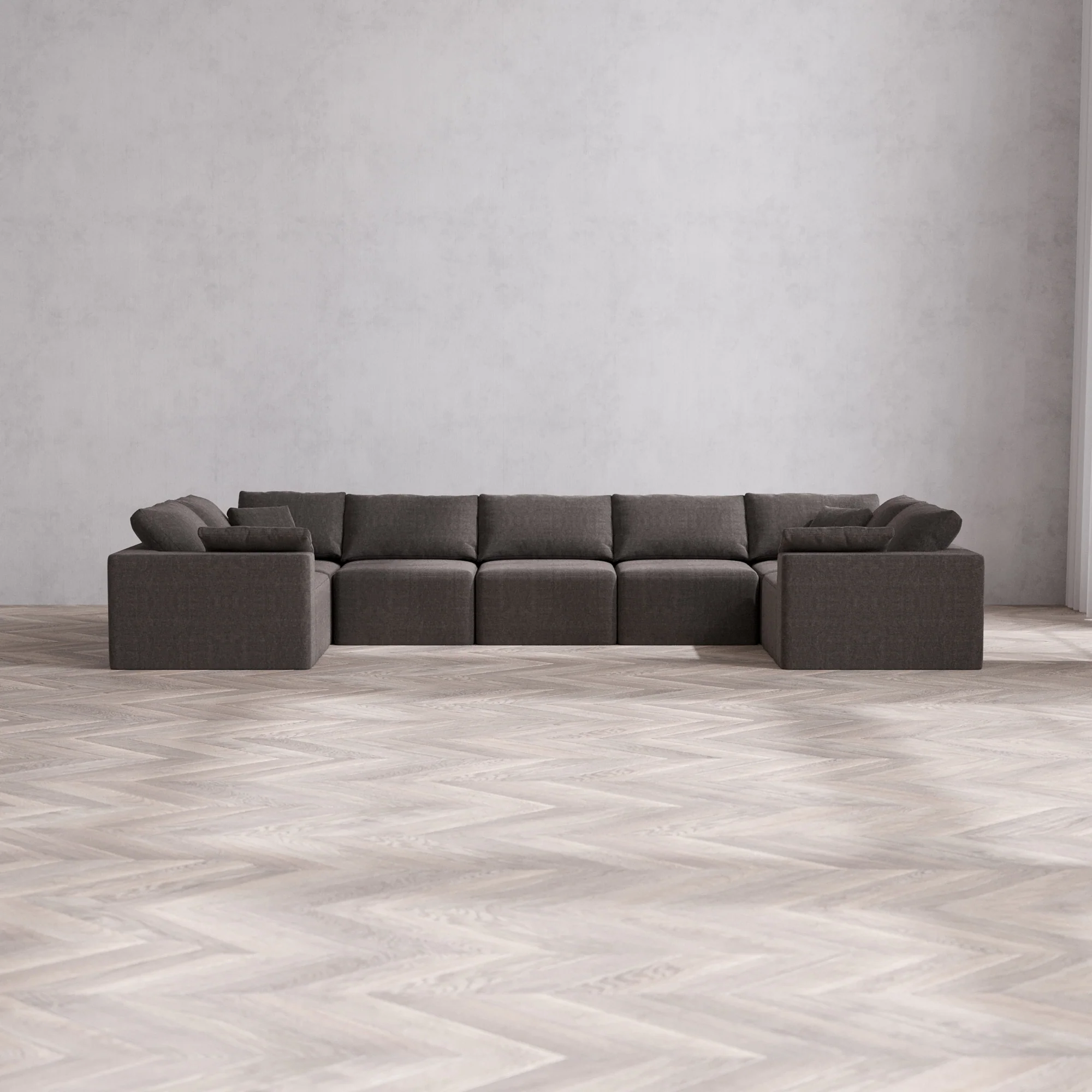 Slipcover Only - Modular Washable 7-Seater U Sectional Cloud Sofa in Truffle