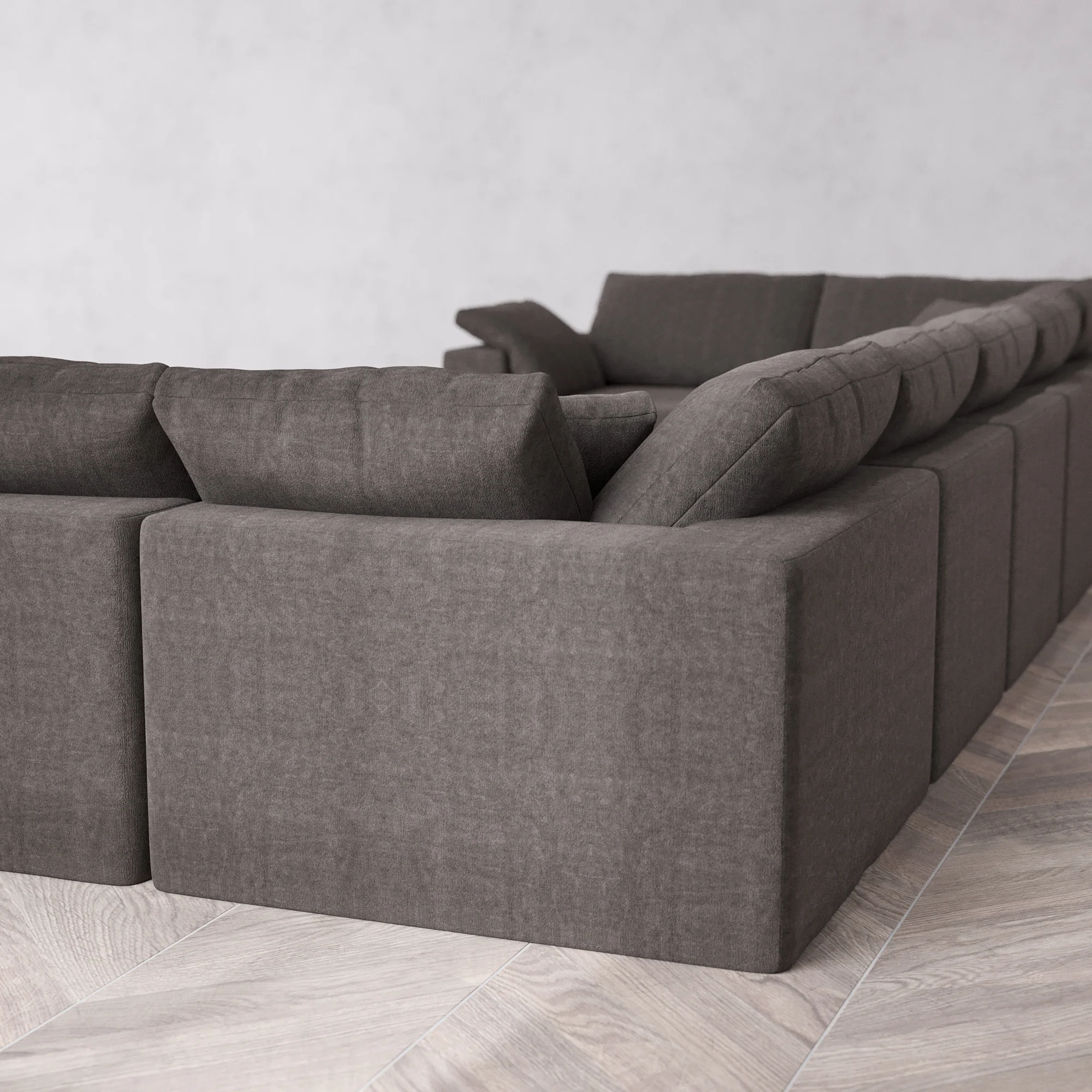 Slipcover Only - Modular Washable 7-Seater U Sectional Cloud Sofa in Truffle - Image 5