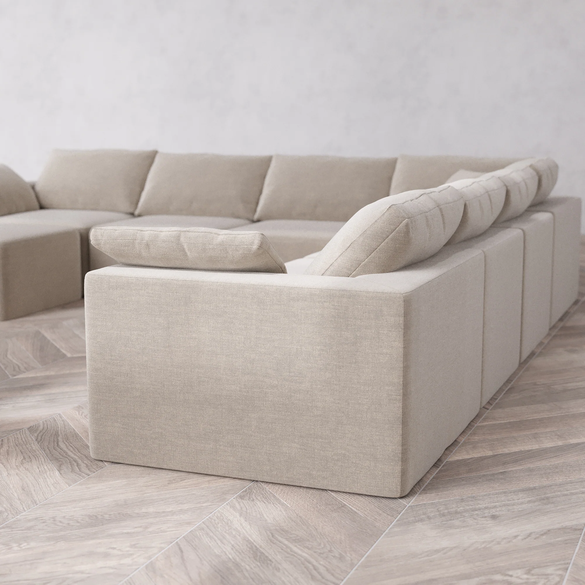 Slipcover Only - Modular Washable 8-Seater Corner Chaise Sectional Cloud Sofa in Caraway - Image 5