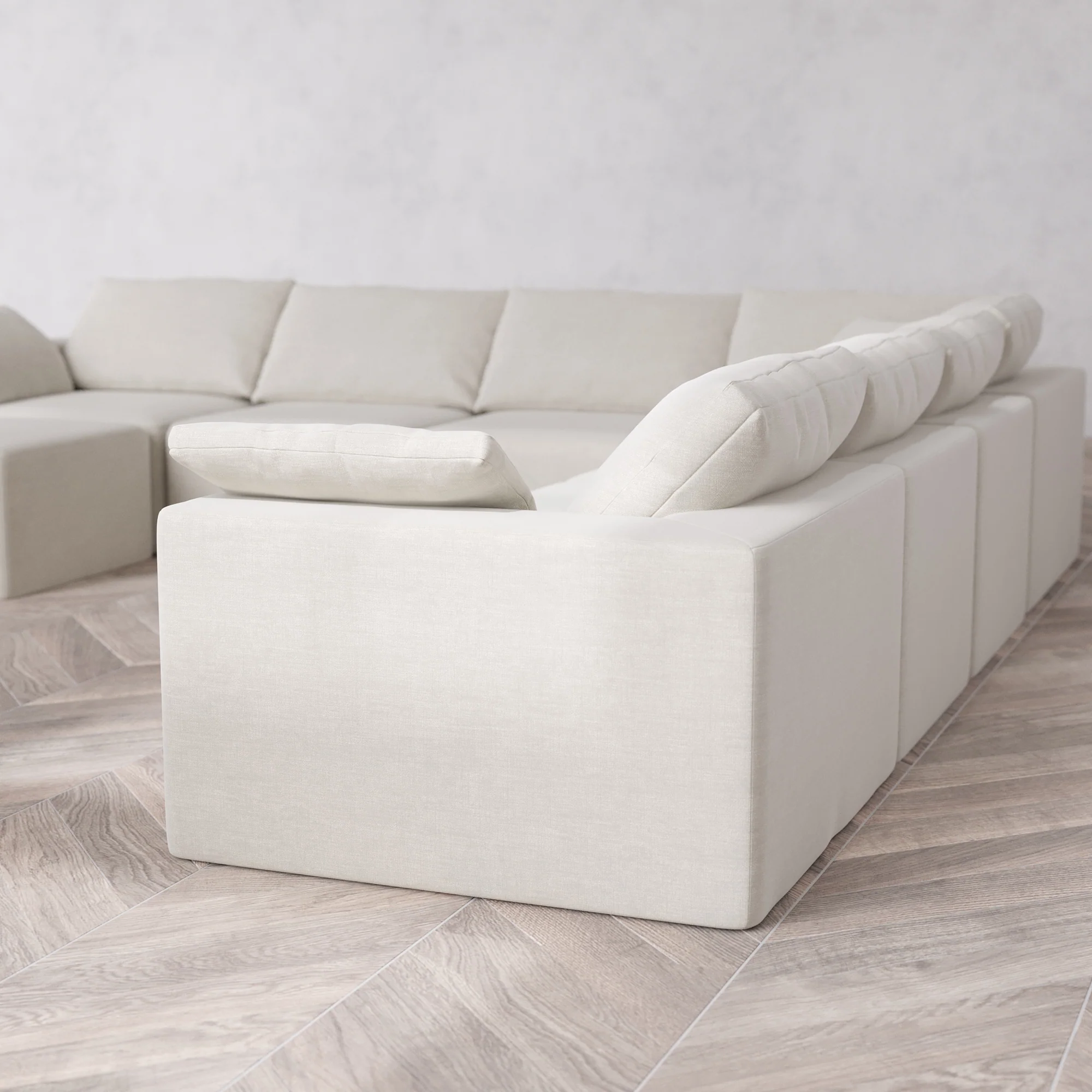 Slipcover Only - Modular Washable 8-Seater Corner Chaise Sectional Cloud Sofa in Cashew - Image 5
