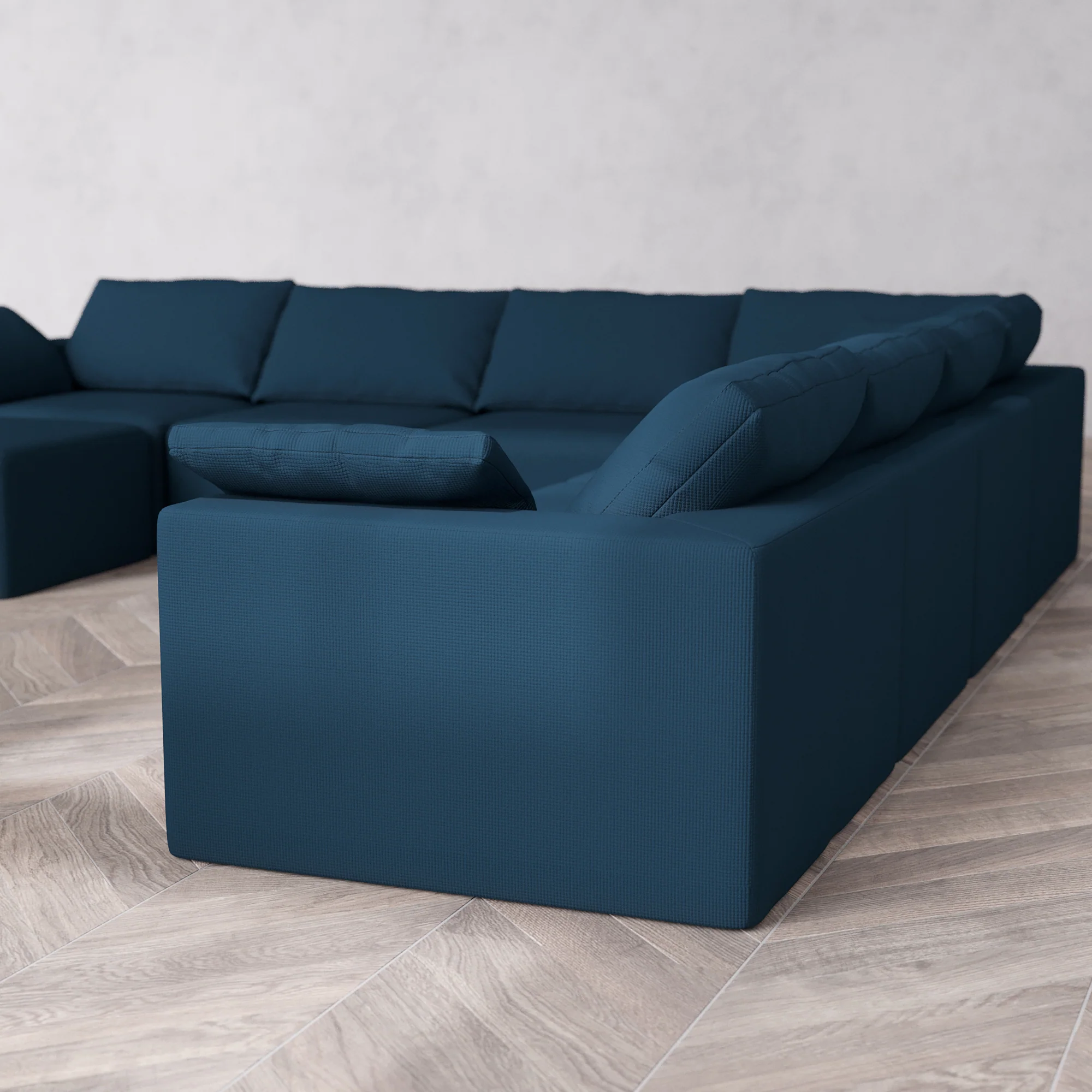 Slipcover Only - Modular Washable 8-Seater Corner Chaise Sectional Cloud Sofa in Lazuli - Image 5