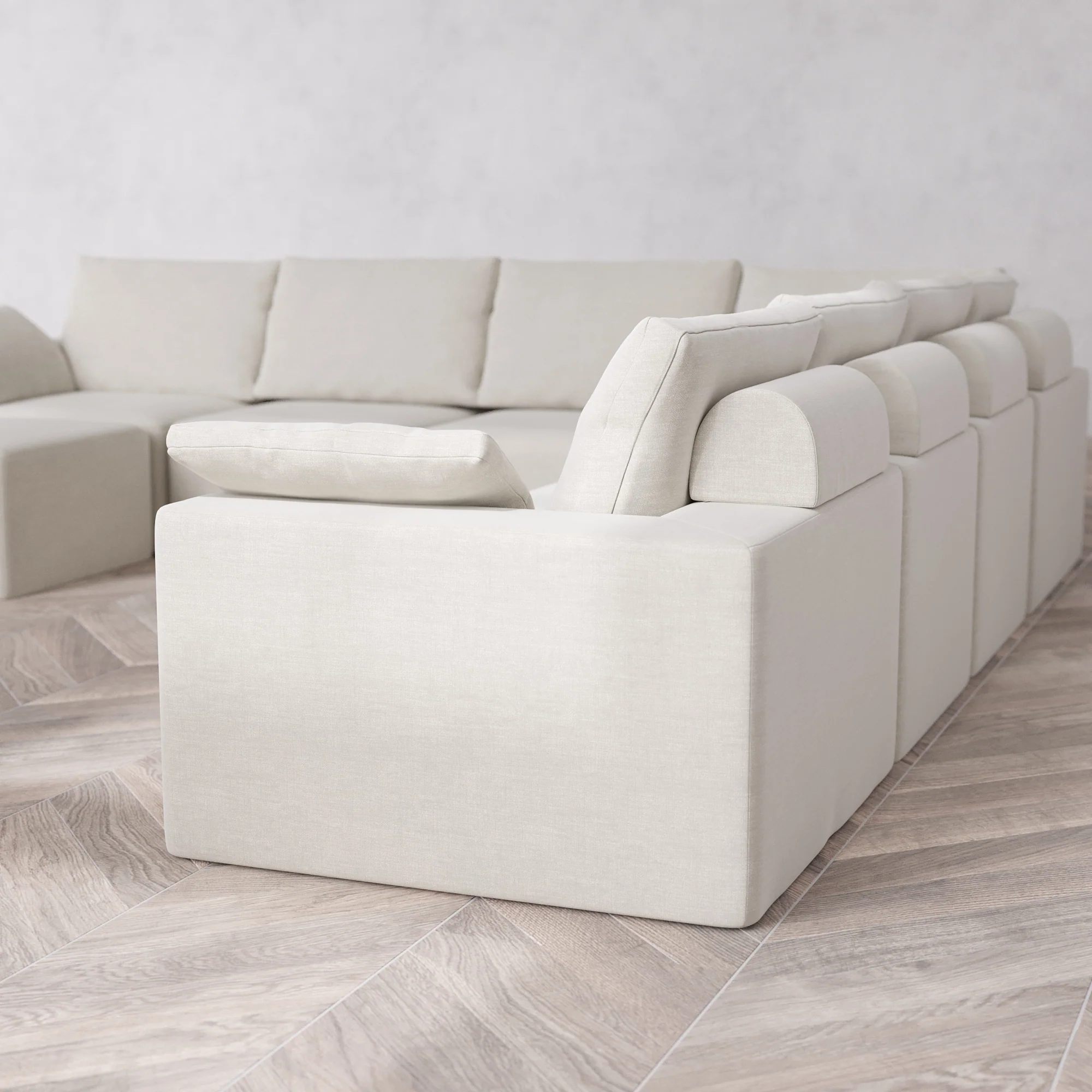 Slipcover Only - Modular Washable 8-Seater Corner Chaise Sectional Cloud + Bolster Sofa in Cashew - Image 5