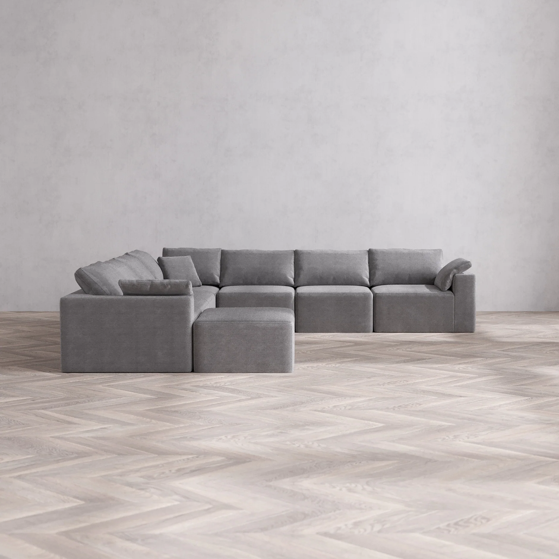 Slipcover Only - Modular Washable 8-Seater Corner Chaise Sectional Cloud Sofa in Slate