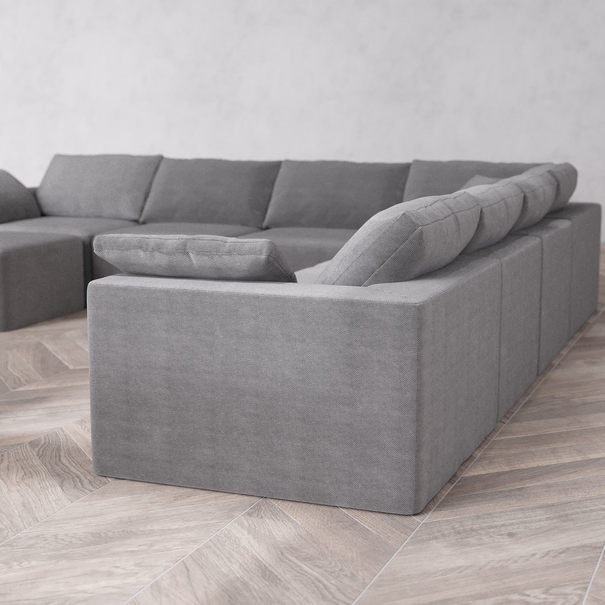 Slipcover Only - Modular Washable 8-Seater Corner Chaise Sectional Cloud Sofa in Slate - Image 5