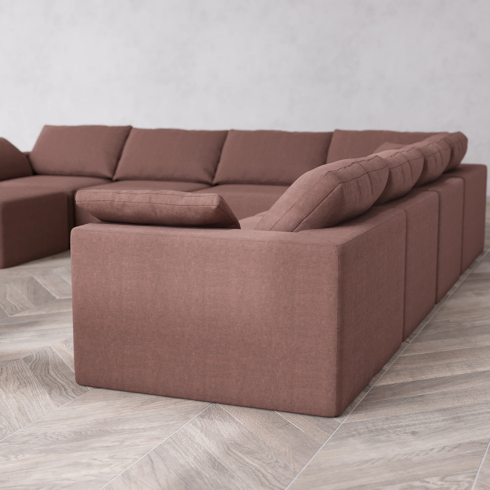 Slipcover Only - Modular Washable 8-Seater Corner Chaise Sectional Cloud Sofa in Sumac - Image 5