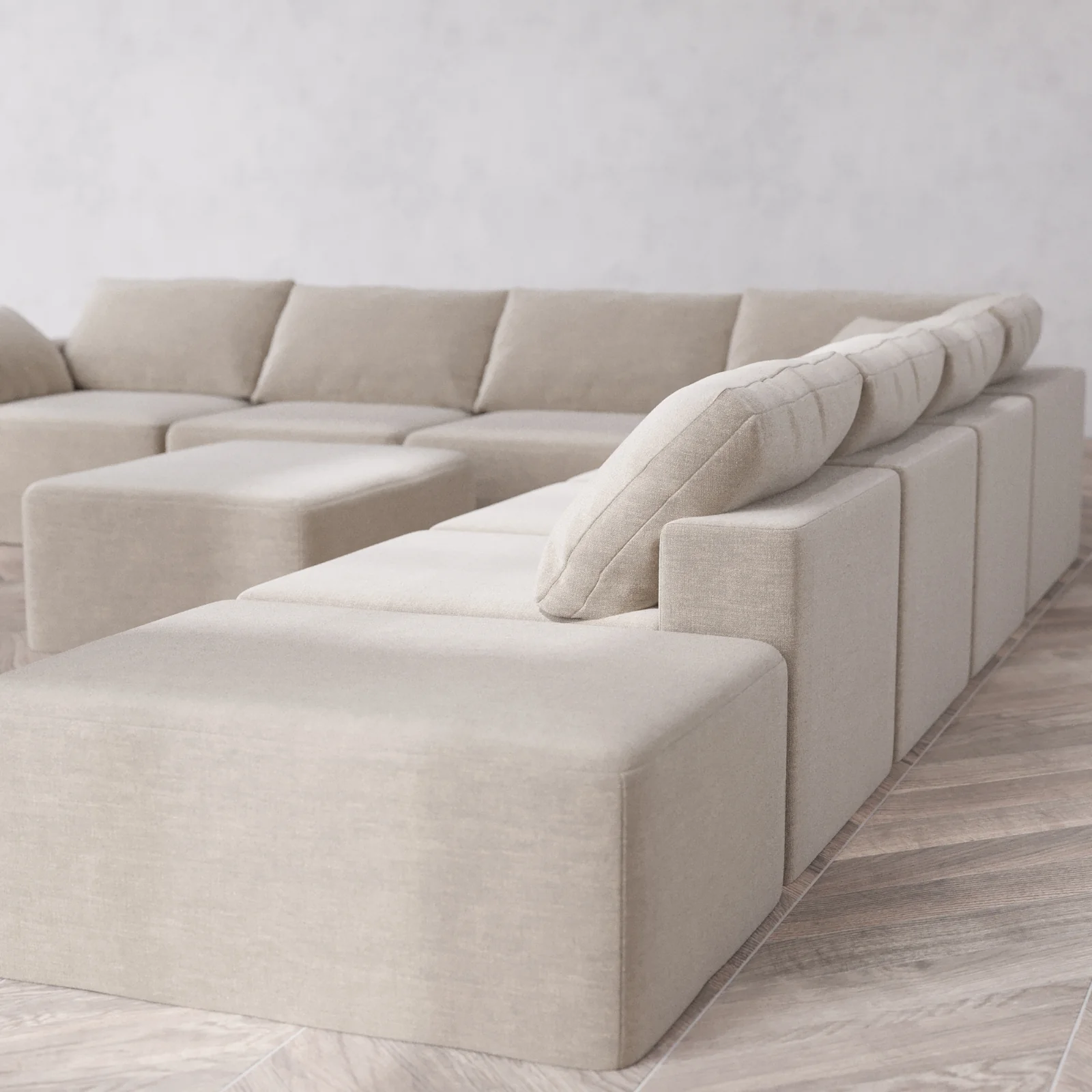 Slipcover Only - Modular Washable 8-Seater Open End Corner Sectional + Chaise Ottoman Cloud Sofa in Caraway | Left-Facing Arm - Image 5