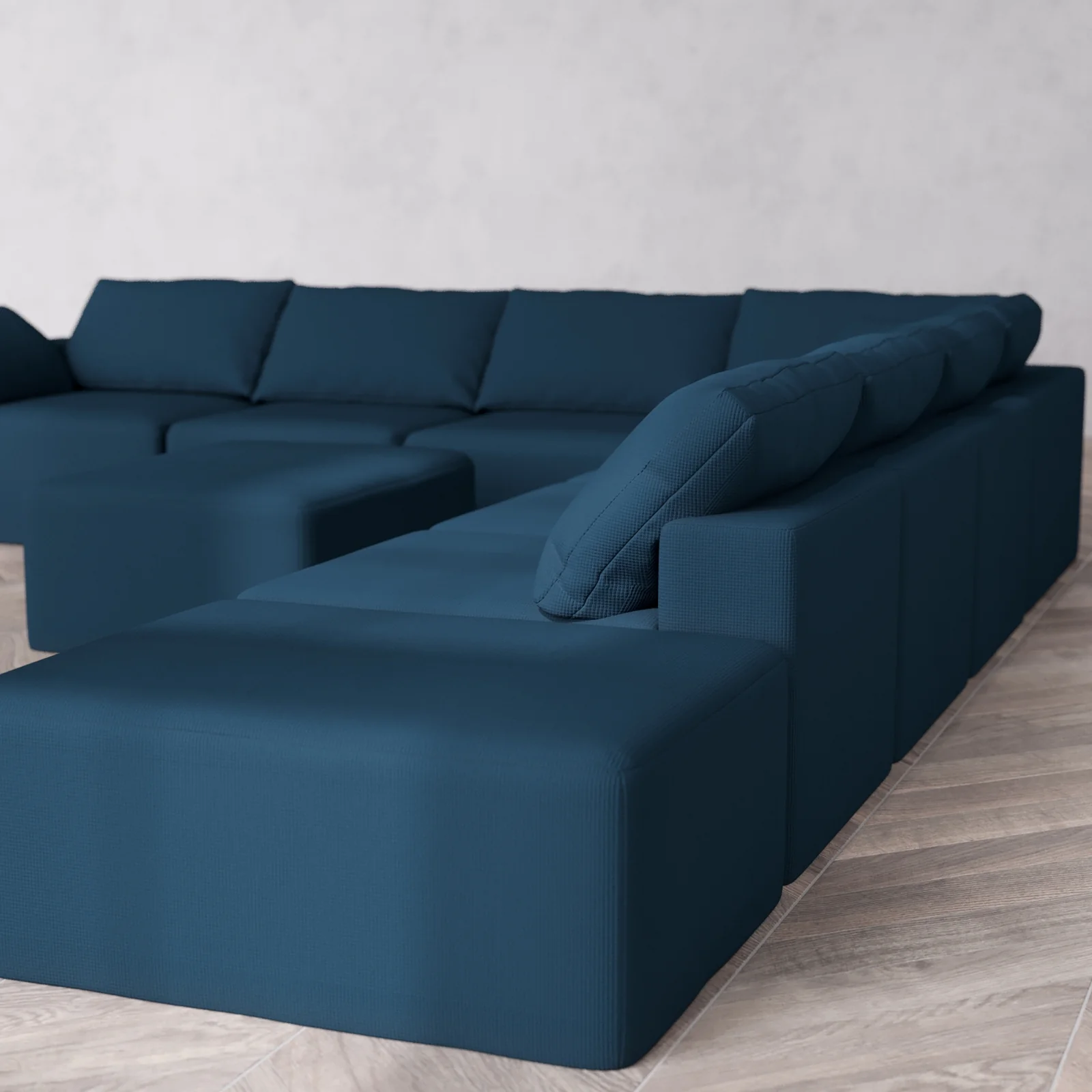 Slipcover Only - Modular Washable 8-Seater Open End Corner Sectional + Chaise Ottoman Cloud Sofa in Lazuli | Left-Facing Arm - Image 5