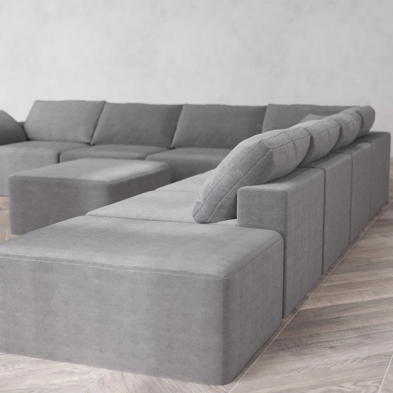 Slipcover Only - Modular Washable 8-Seater Open End Corner Sectional + Chaise Ottoman Cloud Sofa in Slate | Left-Facing Arm - Image 5