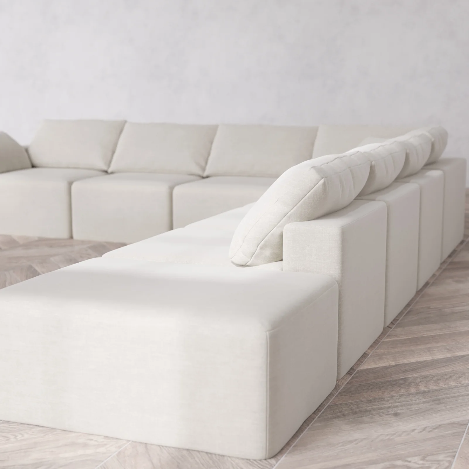 Slipcover Only - Modular Washable 8-Seater Open End Corner Sectional Cloud Sofa in Cashew | Left-Facing Arm - Image 5