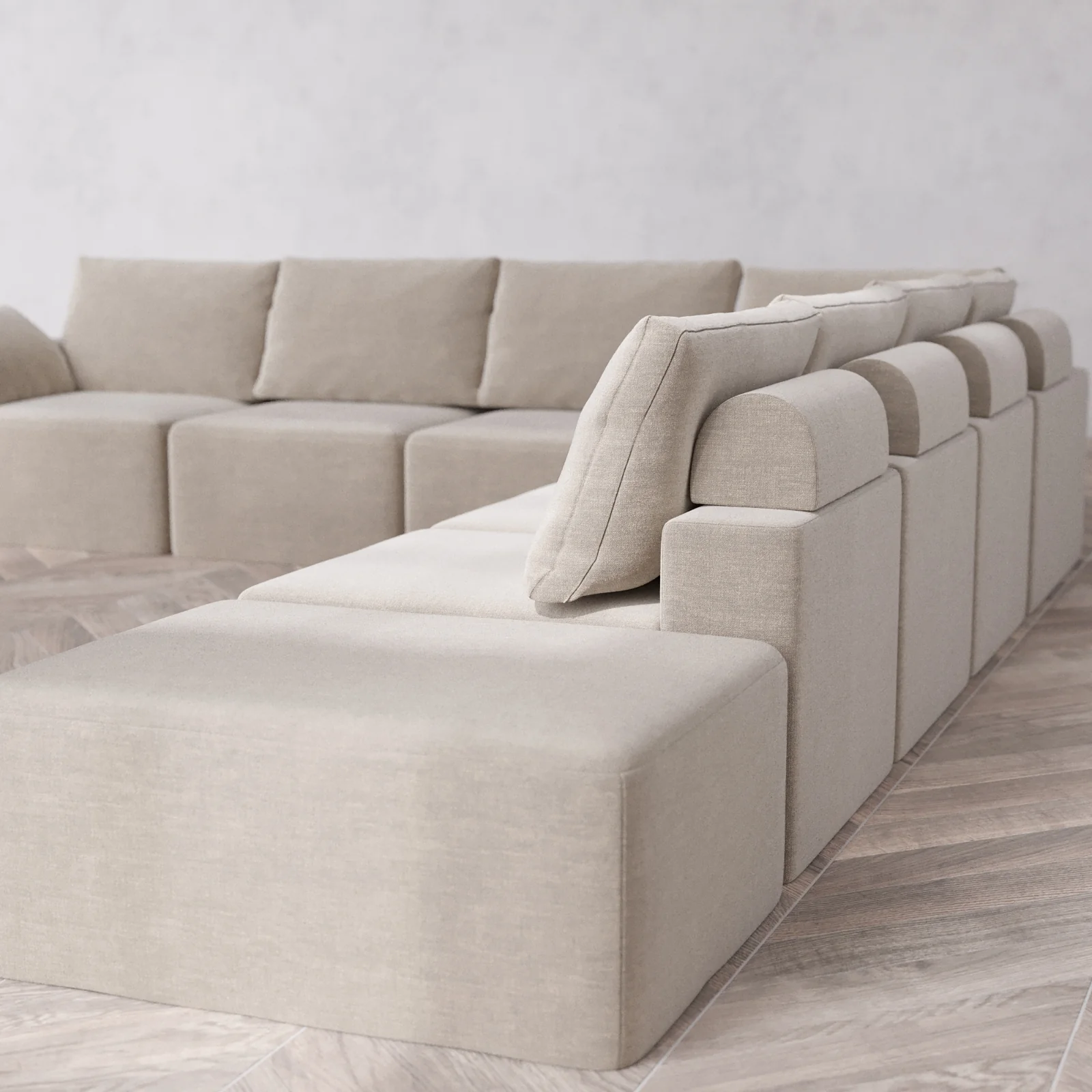 Slipcover Only - Modular Washable 8-Seater Open End Corner Sectional Cloud + Bolster Sofa in Caraway | Left-Facing Arm - Image 5