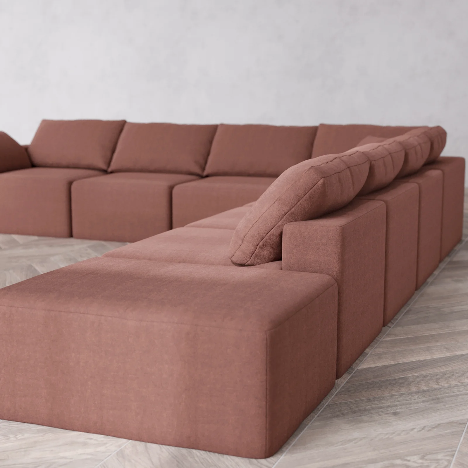 Slipcover Only - Modular Washable 8-Seater Open End Corner Sectional Cloud Sofa in Sumac | Left-Facing Arm - Image 5