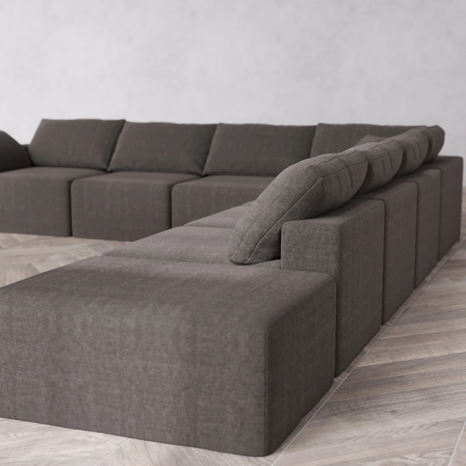 Slipcover Only - Modular Washable 8-Seater Open End Corner Sectional Cloud Sofa in Truffle | Left-Facing Arm - Image 5