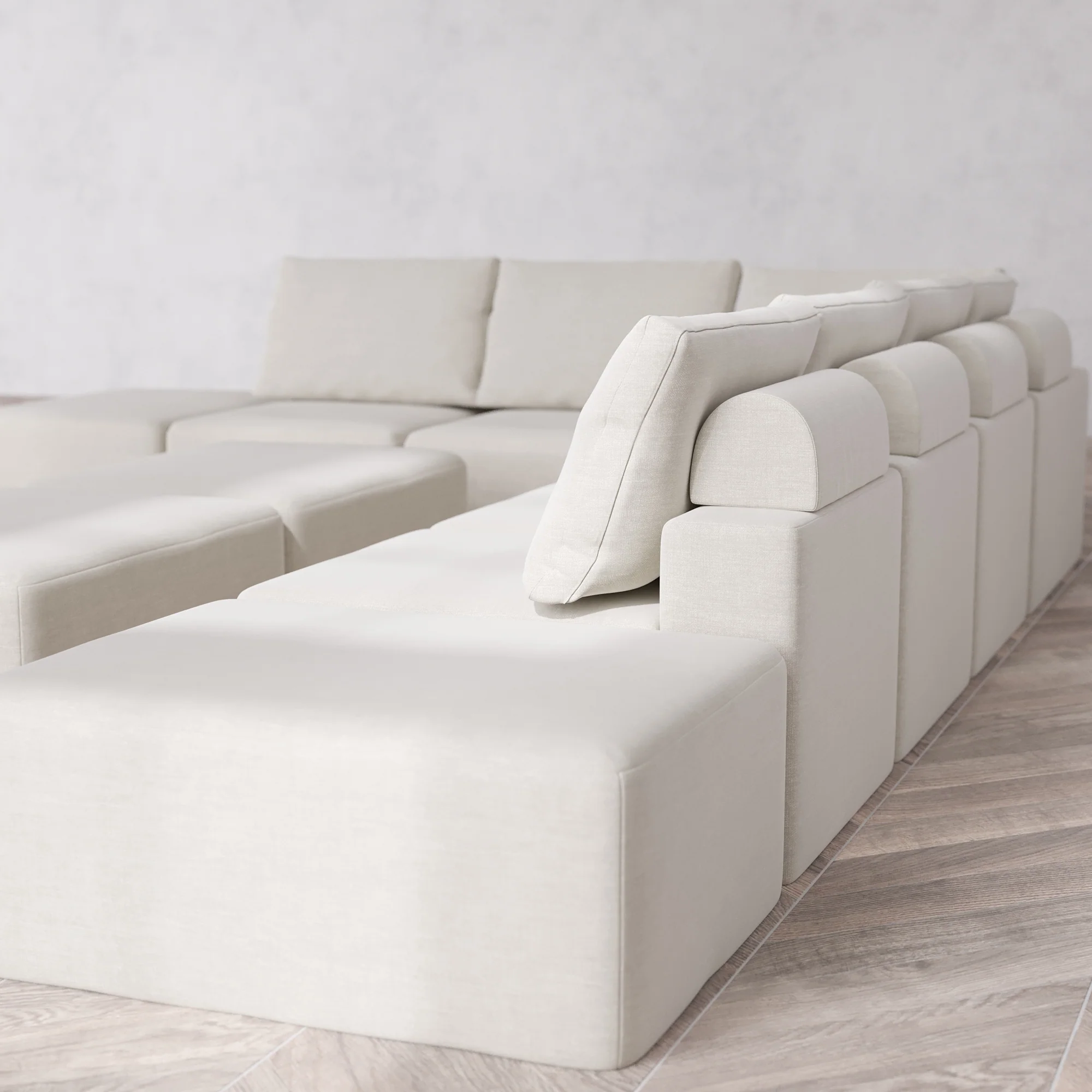 Slipcover Only - Modular Washable 8-Seater Open-Ends Corner Sectional + Chaise Ottoman Bench Cloud + Bolster Sofa in Cashew - Image 5