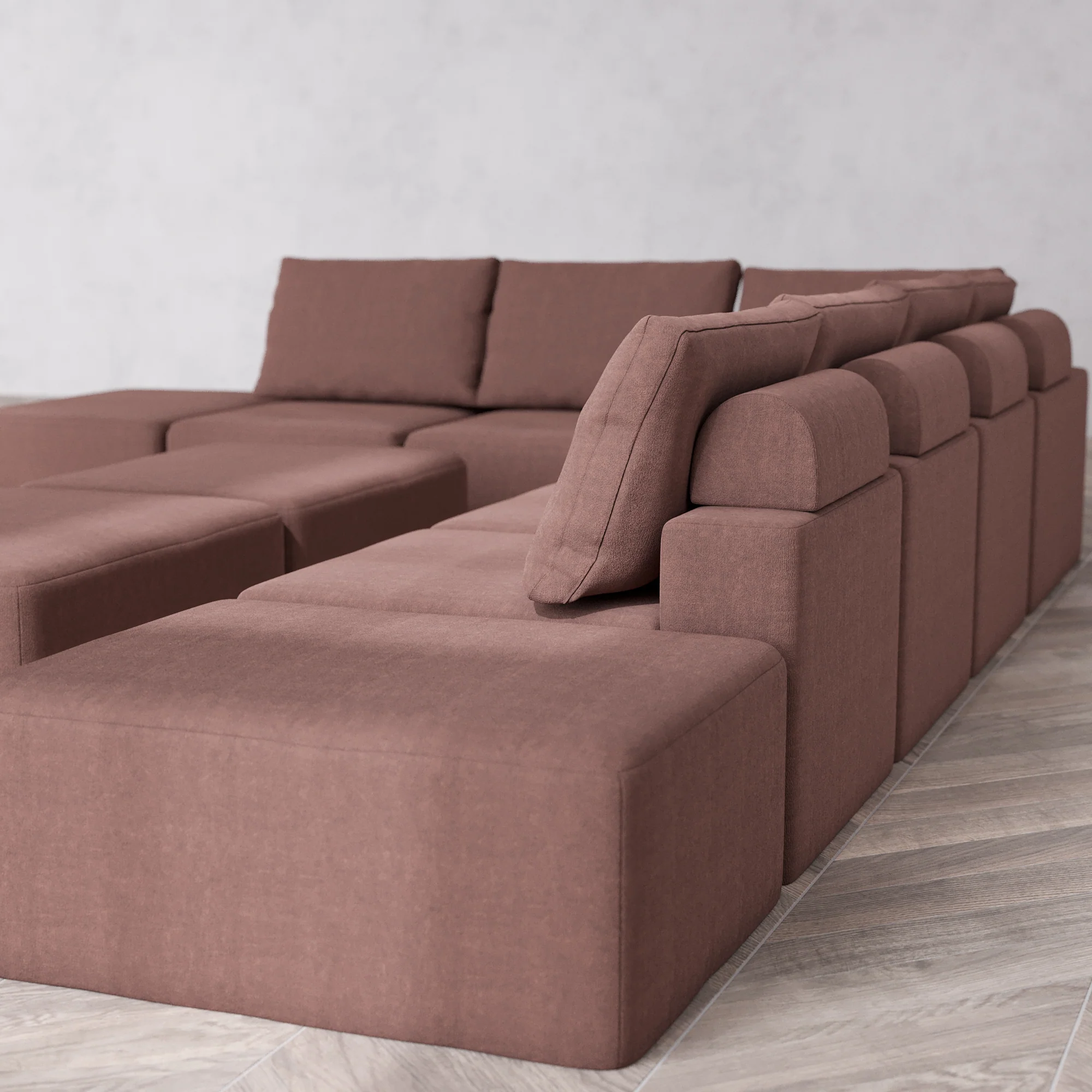 Slipcover Only - Modular Washable 8-Seater Open-Ends Corner Sectional + Chaise Ottoman Bench Cloud + Bolster Sofa in Sumac - Image 5