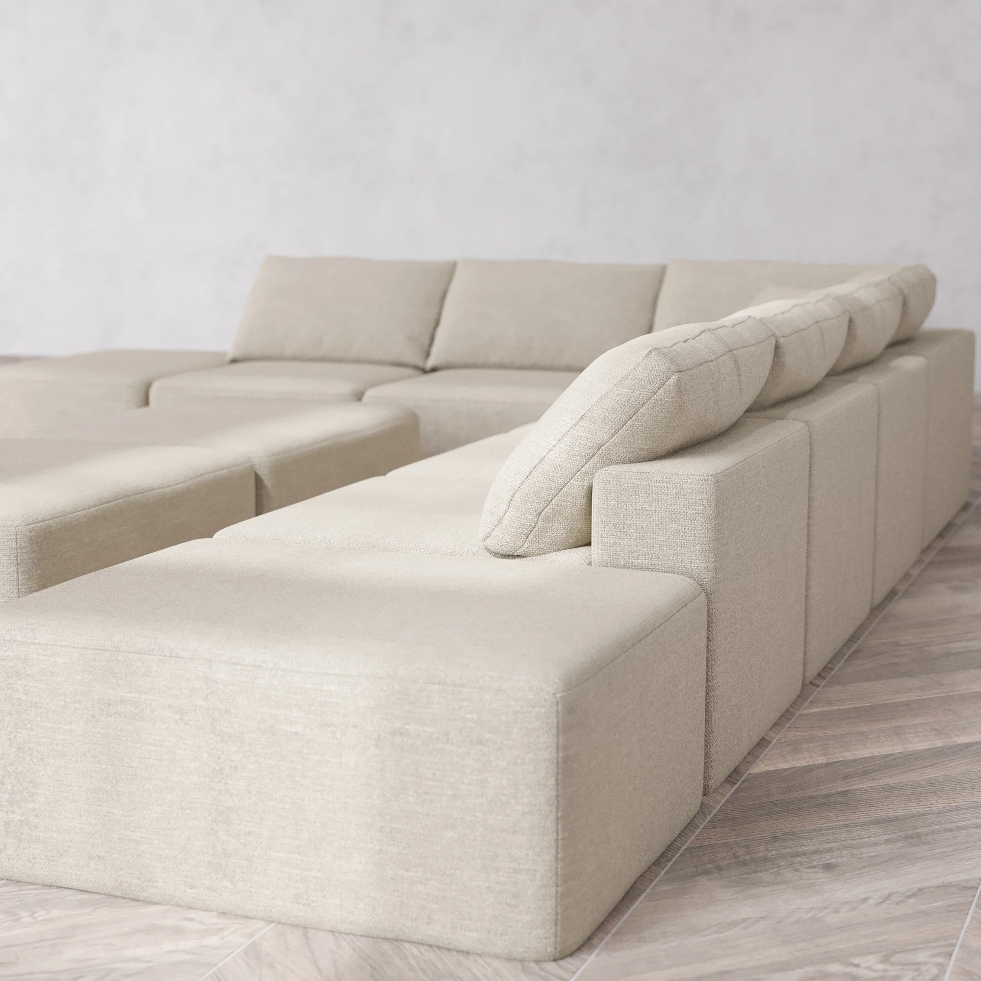 Slipcover Only - Modular Washable 8-Seater Open-Ends Corner Sectional + Chaise Ottoman Bench Cloud Sofa in Sandstone - Image 5