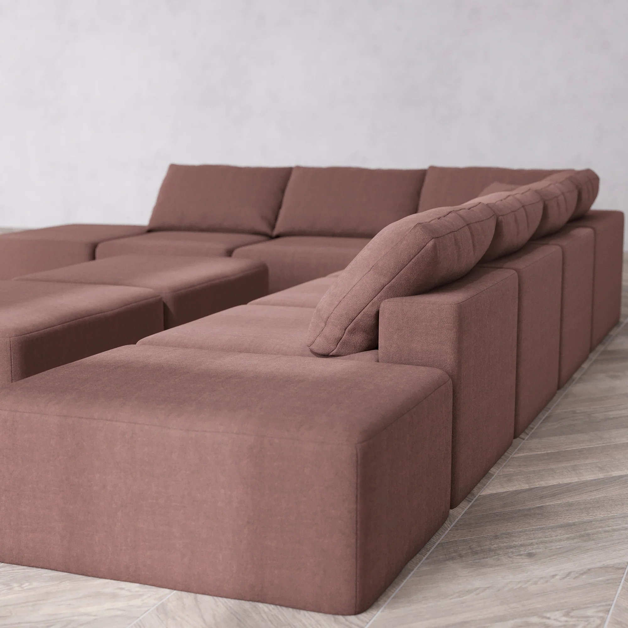 Slipcover Only - Modular Washable 8-Seater Open-Ends Corner Sectional + Chaise Ottoman Bench Cloud Sofa in Sumac - Image 5