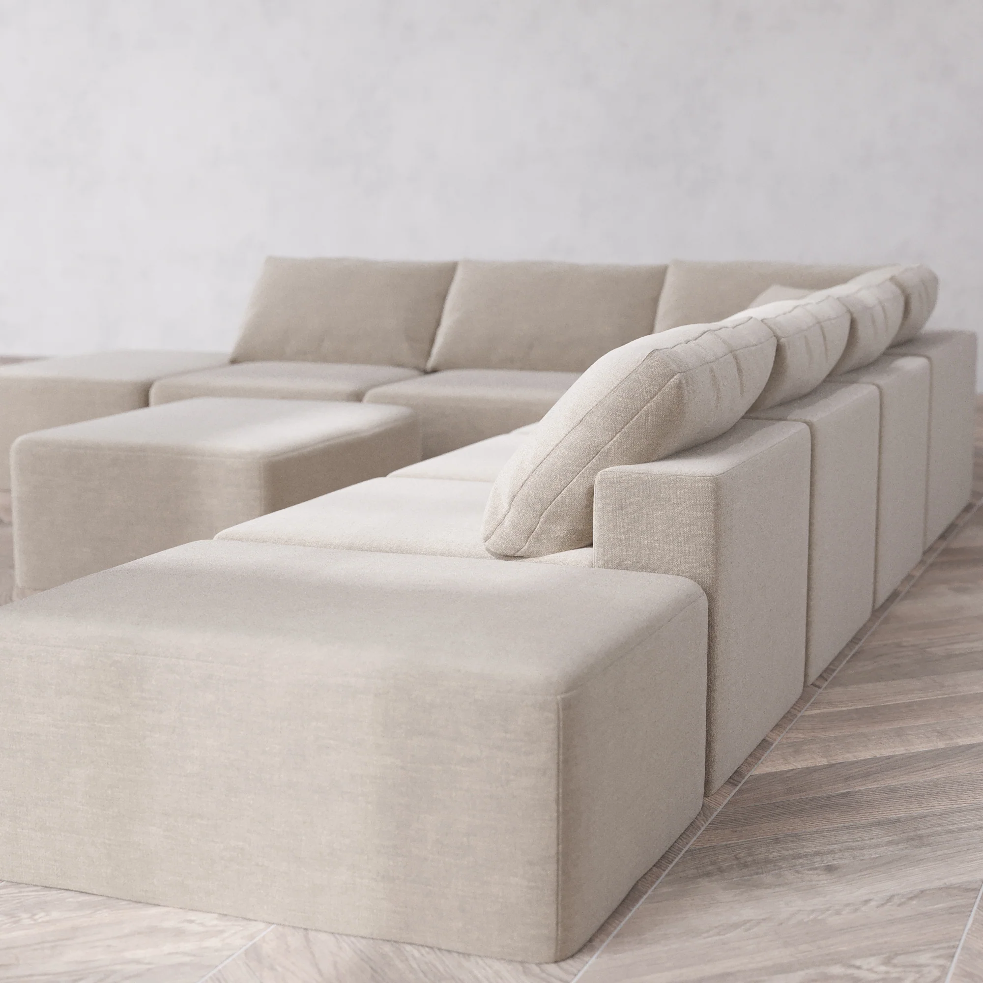 Slipcover Only - Modular Washable 8-Seater Open-Ends Corner Sectional + Chaise Ottoman Cloud Sofa in Caraway - Image 5