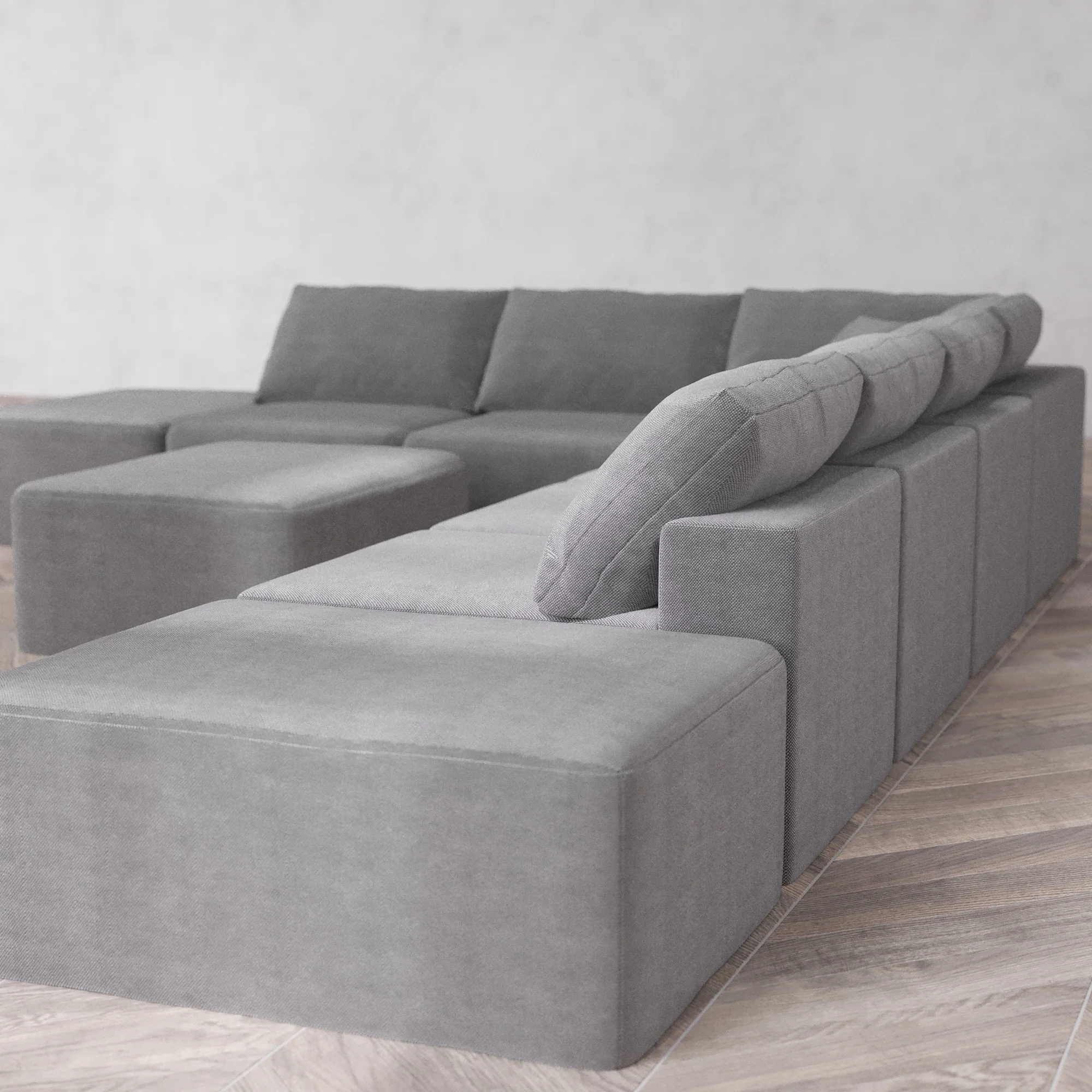 Slipcover Only - Modular Washable 8-Seater Open-Ends Corner Sectional + Chaise Ottoman Cloud Sofa in Slate - Image 5