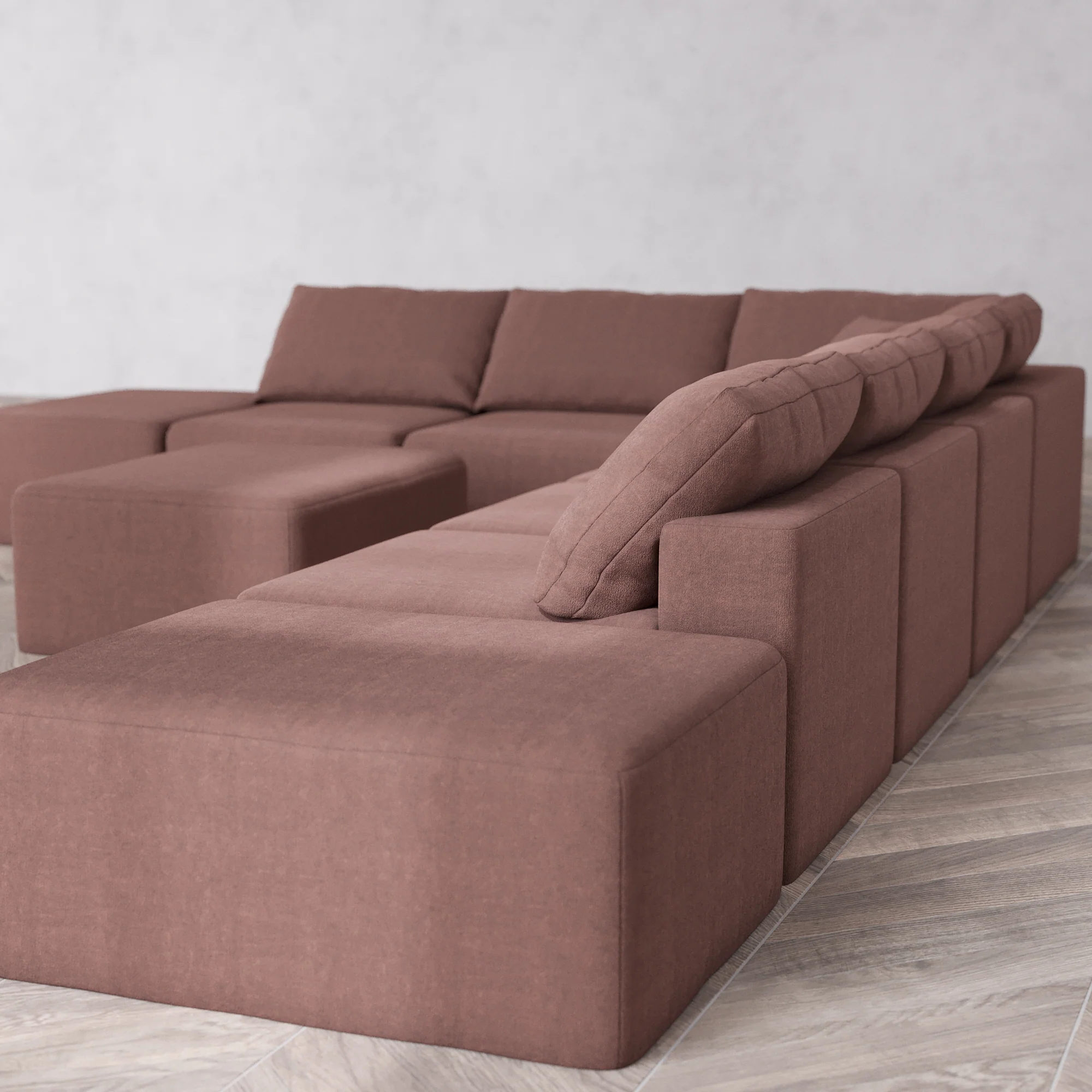 Slipcover Only - Modular Washable 8-Seater Open-Ends Corner Sectional + Chaise Ottoman Cloud Sofa in Sumac - Image 5
