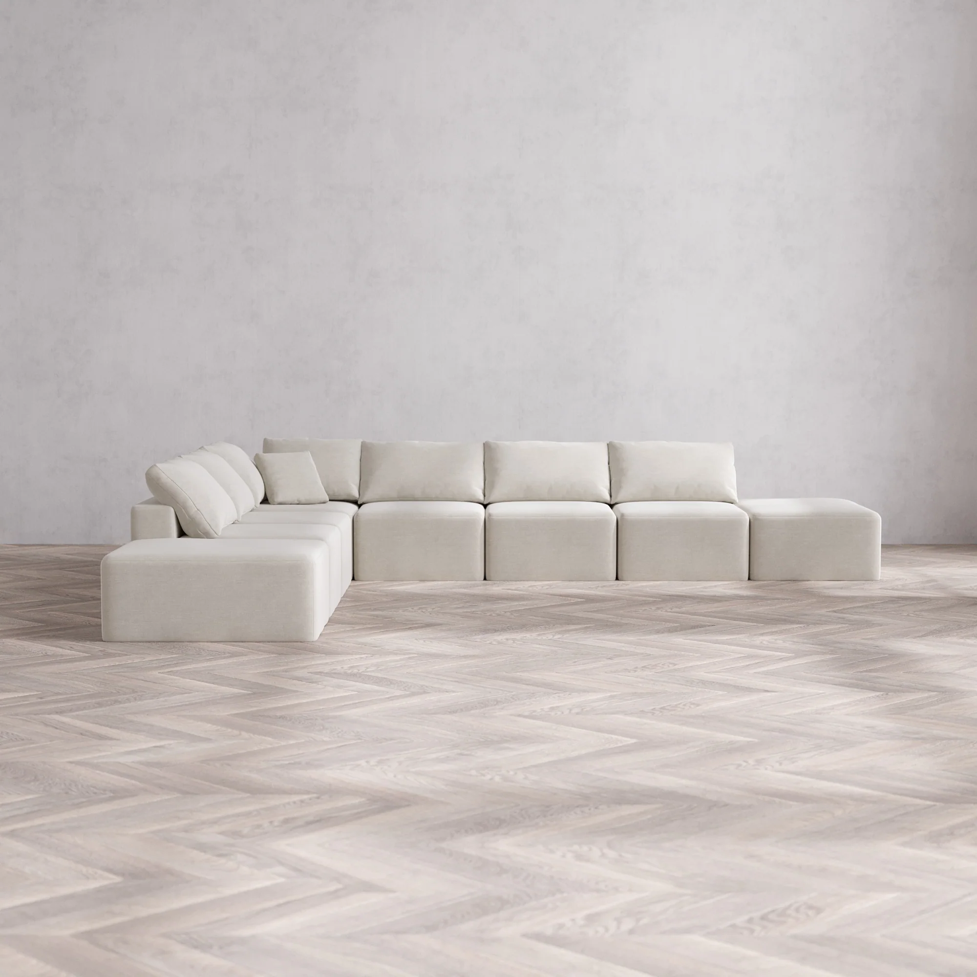 Slipcover Only - Modular Washable 8-Seater Open-Ends Corner Sectional Cloud Sofa in Cashew