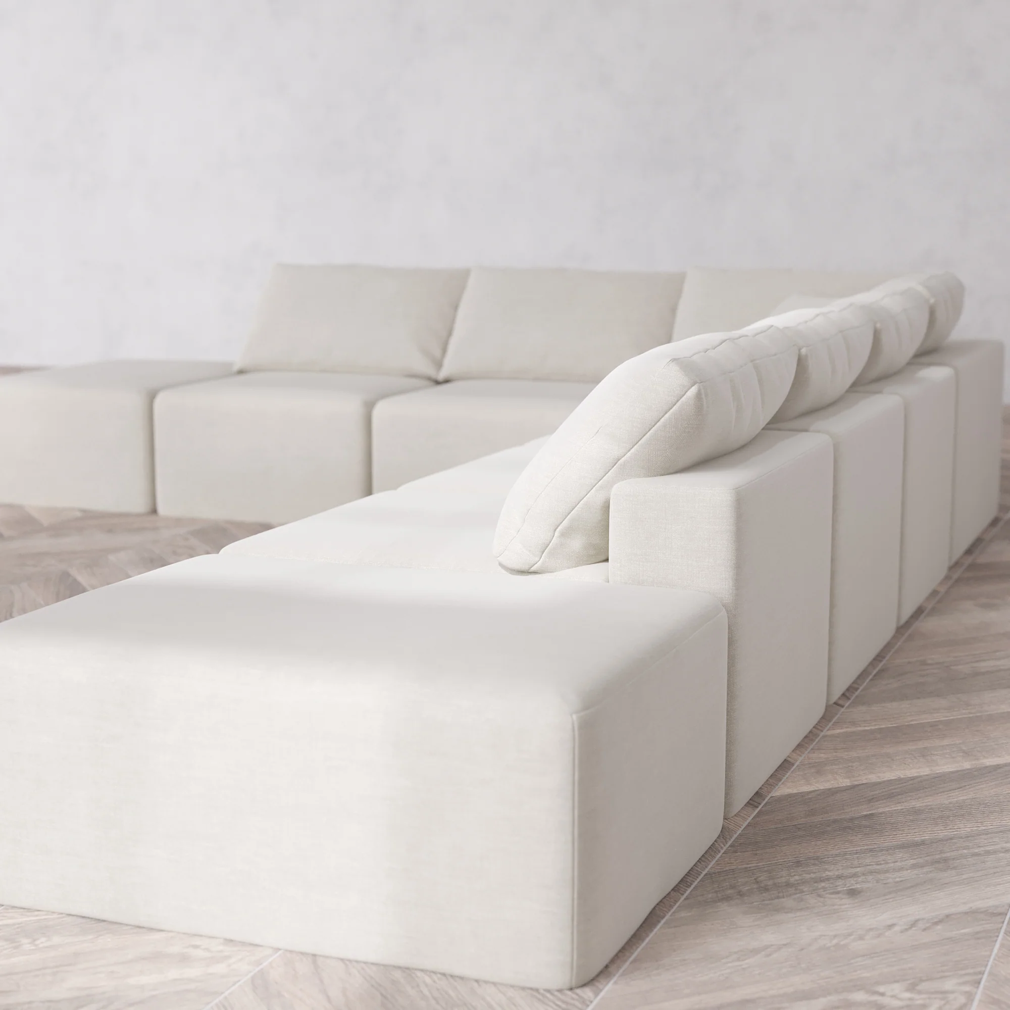 Slipcover Only - Modular Washable 8-Seater Open-Ends Corner Sectional Cloud Sofa in Cashew - Image 5