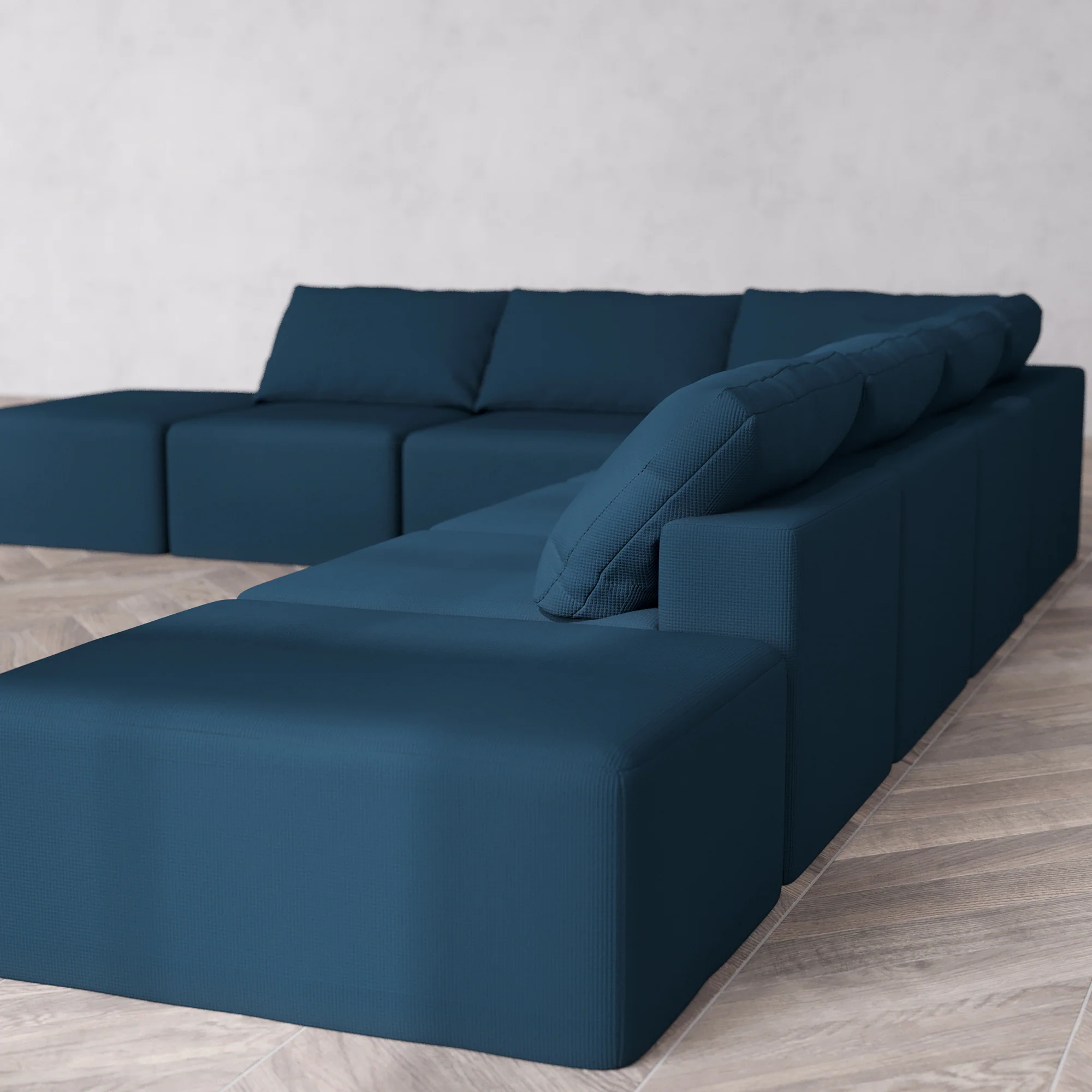 Slipcover Only - Modular Washable 8-Seater Open-Ends Corner Sectional Cloud Sofa in Lazuli - Image 5