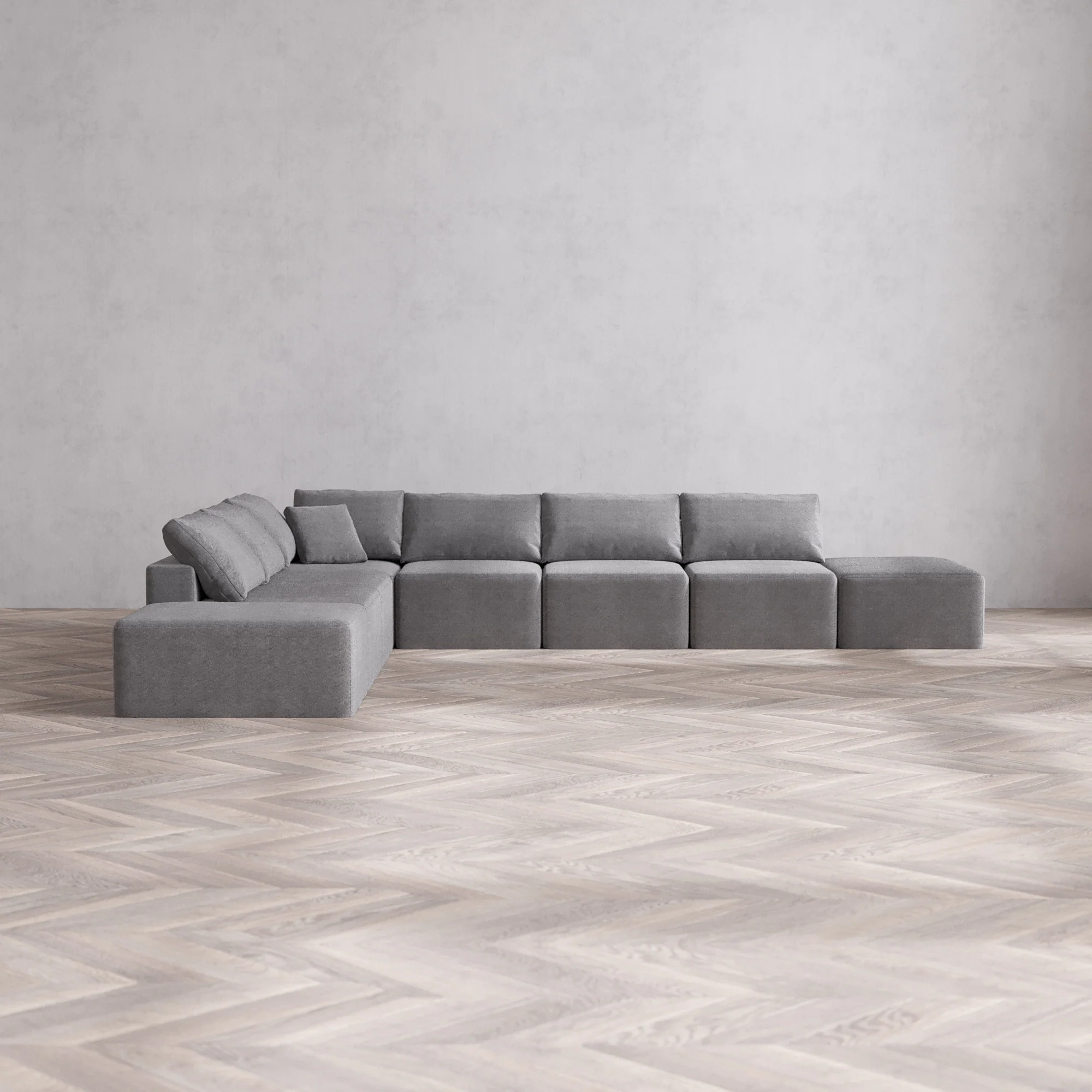 Slipcover Only - Modular Washable 8-Seater Open-Ends Corner Sectional Cloud Sofa in Slate