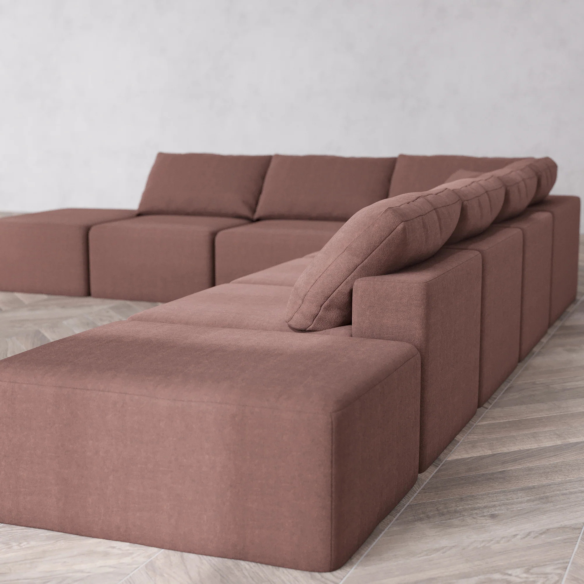 Slipcover Only - Modular Washable 8-Seater Open-Ends Corner Sectional Cloud Sofa in Sumac - Image 5