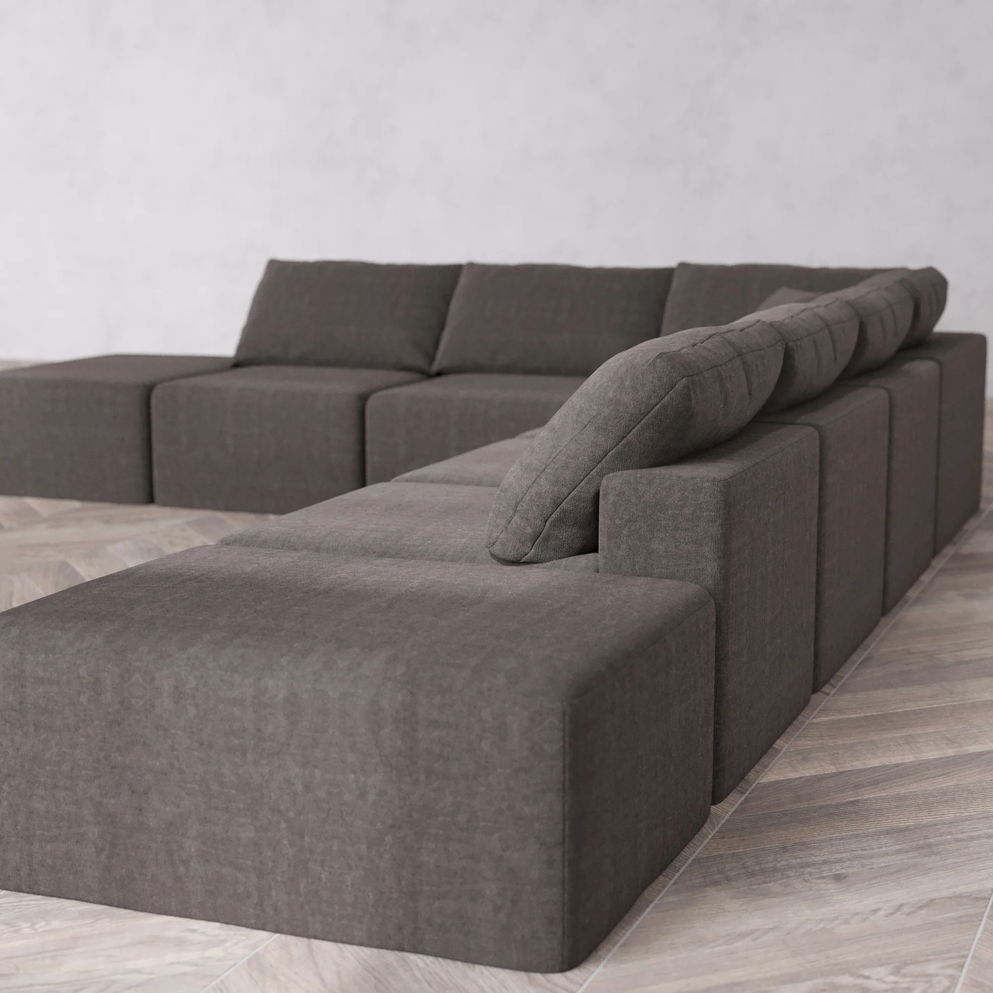 Slipcover Only - Modular Washable 8-Seater Open-Ends Corner Sectional Cloud Sofa in Truffle - Image 5