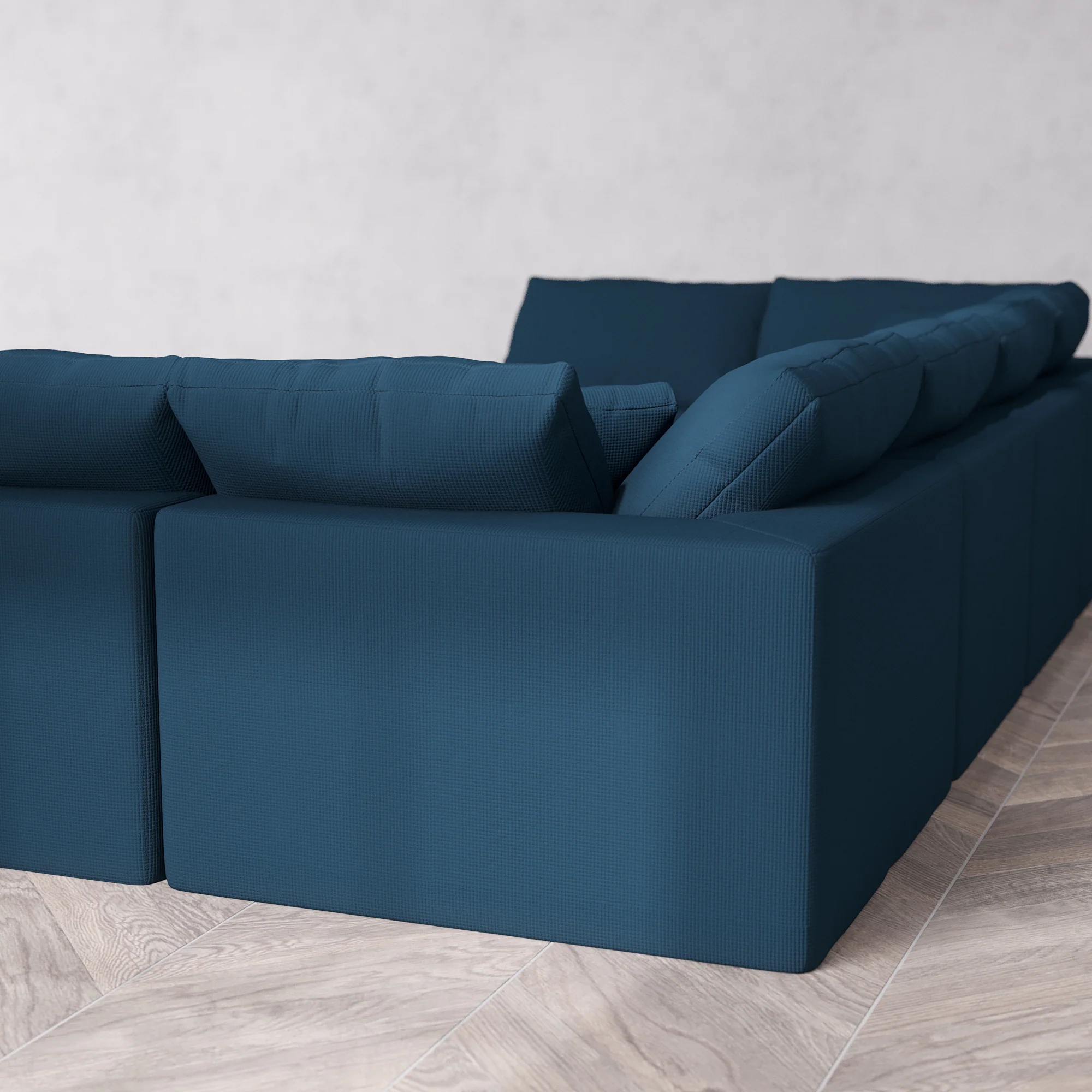 Slipcover Only - Modular Washable 8-Seater Open-Ends U Sectional Cloud Sofa in Lazuli - Image 5