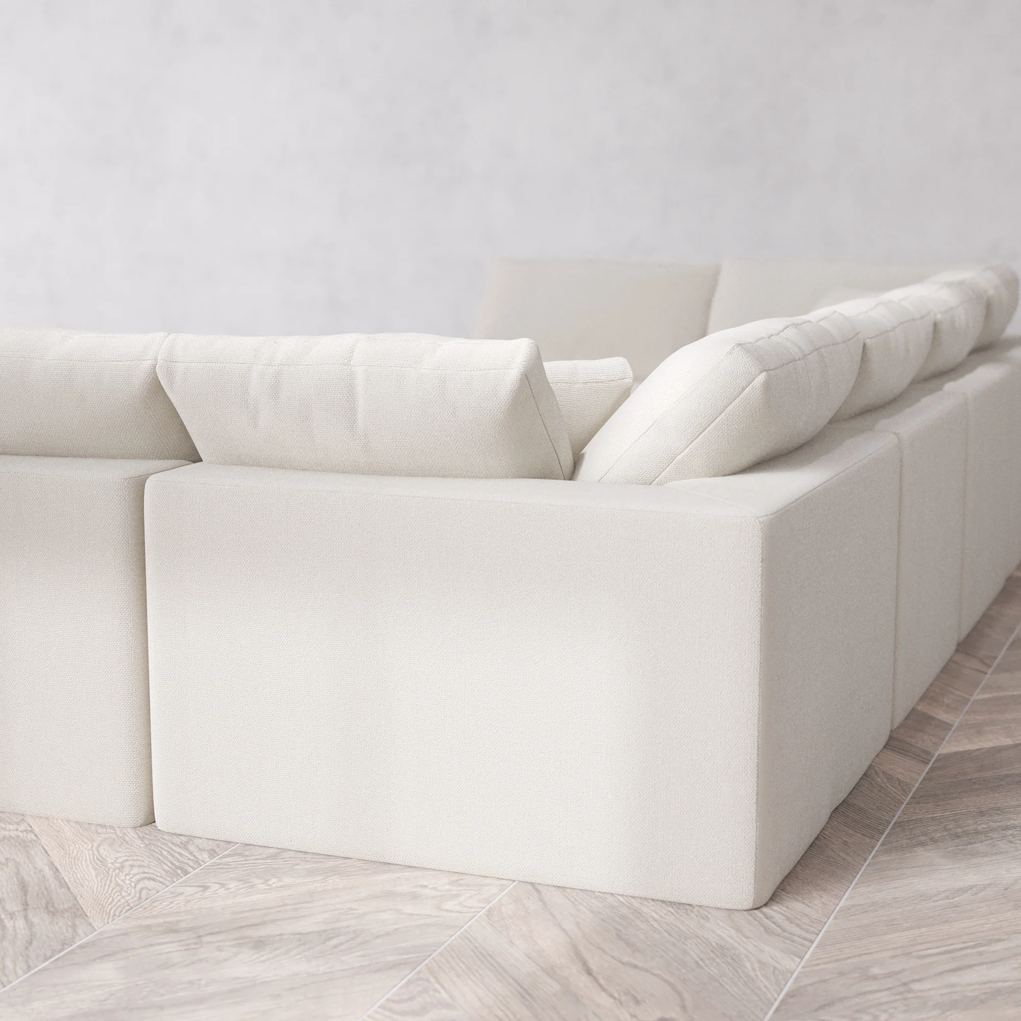 Slipcover Only - Modular Washable 8-Seater Open-Ends U Sectional Cloud Sofa in Pearl - Image 5