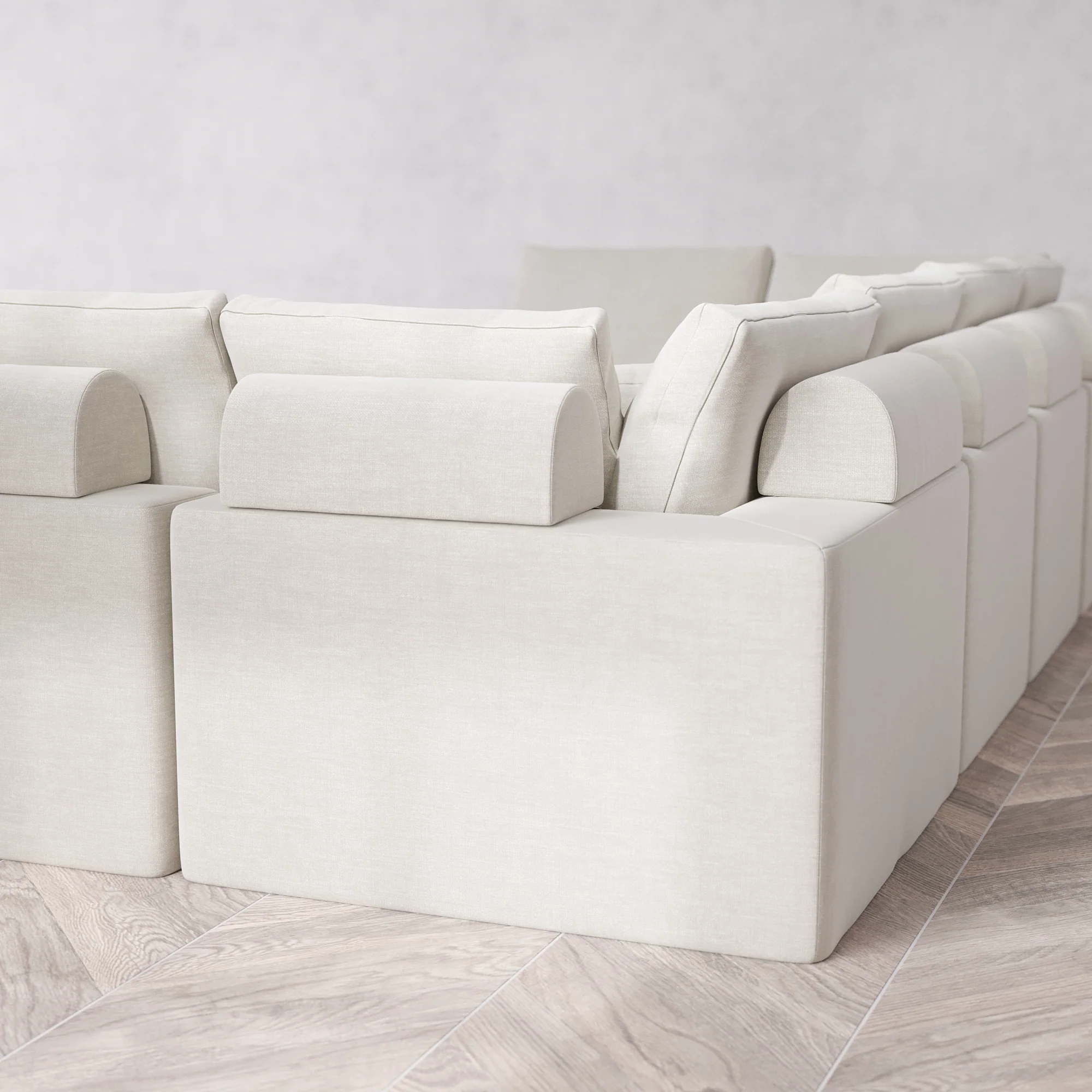 Slipcover Only - Modular Washable 8-Seater Open-Ends U Sectional Cloud + Bolster Sofa in Cashew - Image 5