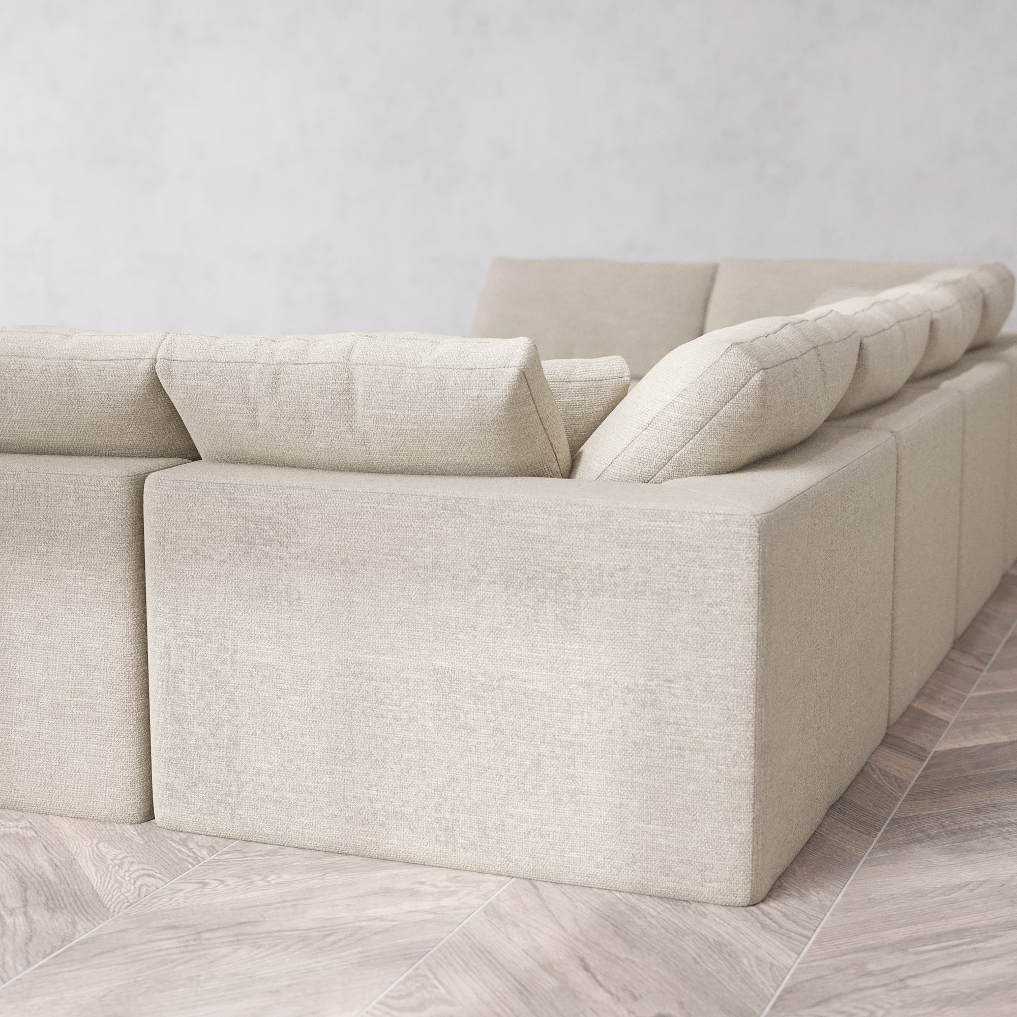 Slipcover Only - Modular Washable 8-Seater Open-Ends U Sectional Cloud Sofa in Sandstone - Image 5