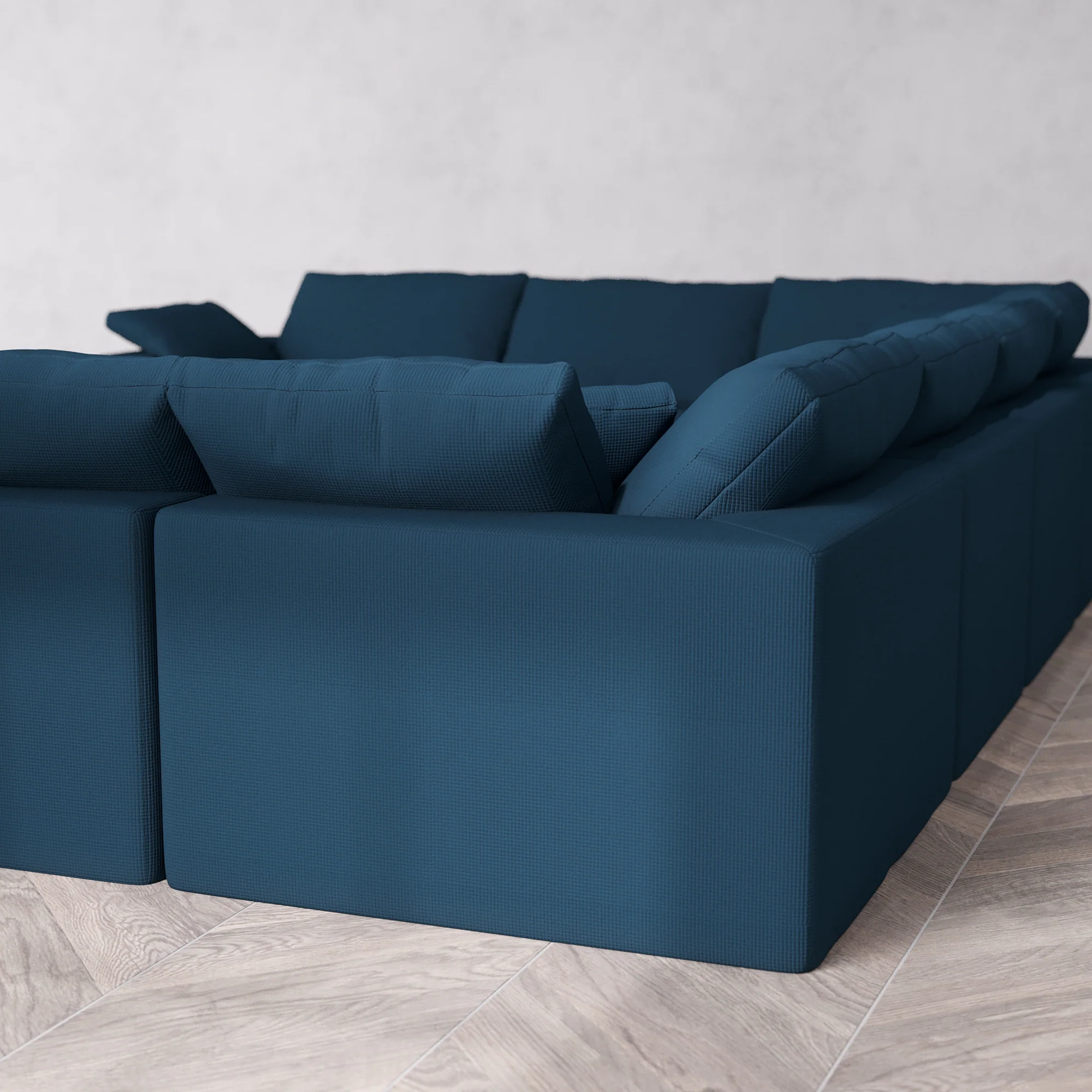 Slipcover Only - Modular Washable 8-Seater U Sectional + Chaise Ottoman Cloud Sofa in Lazuli - Image 5