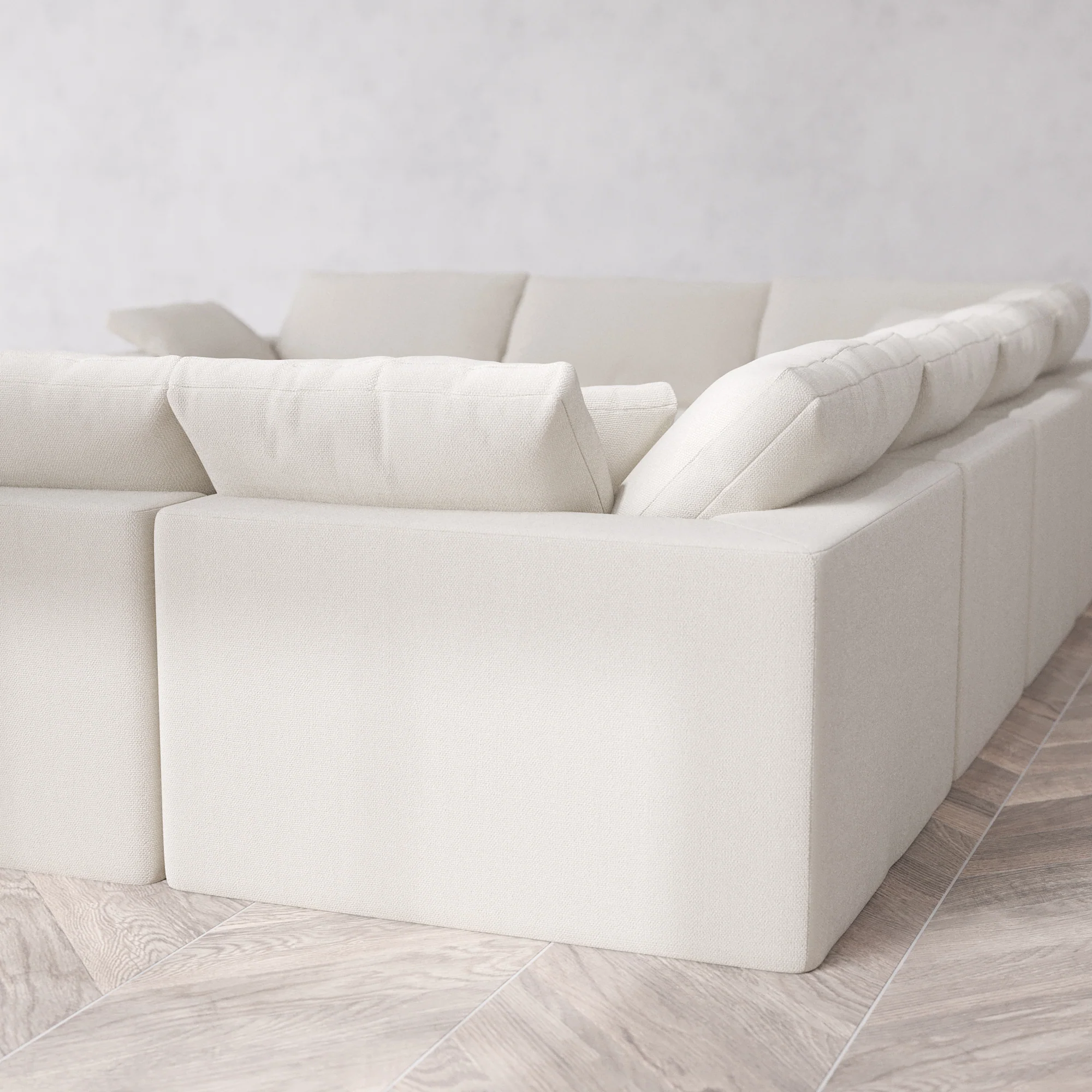 Slipcover Only - Modular Washable 8-Seater U Sectional + Chaise Ottoman Cloud Sofa in Pearl - Image 5