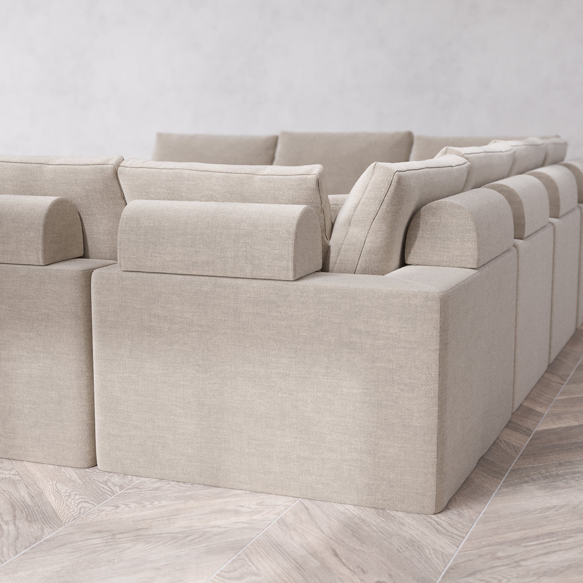 Slipcover Only - Modular Washable 8-Seater U Sectional + Chaise Ottoman Cloud + Bolster Sofa in Caraway - Image 5
