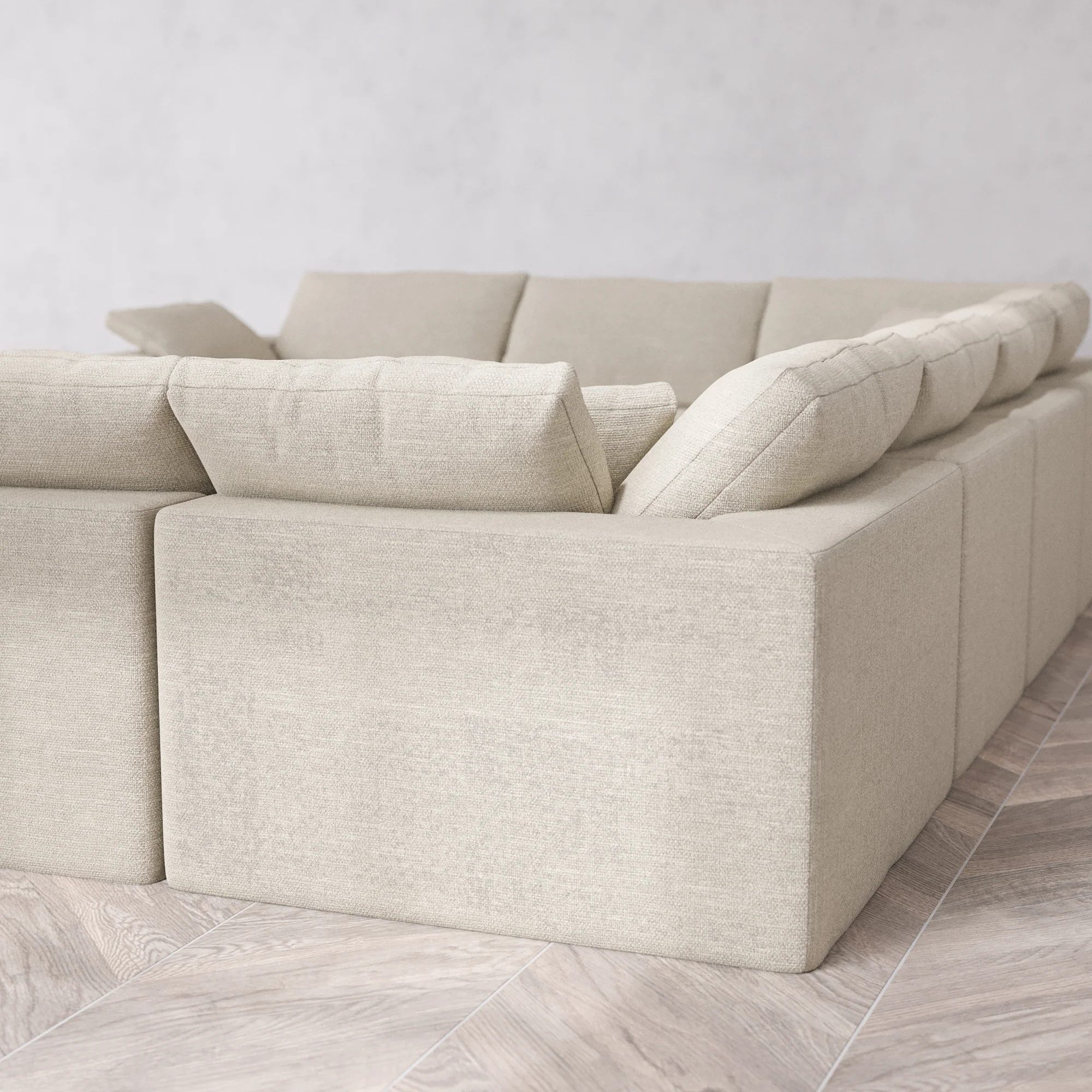 Slipcover Only - Modular Washable 8-Seater U Sectional + Chaise Ottoman Cloud Sofa in Sandstone - Image 5