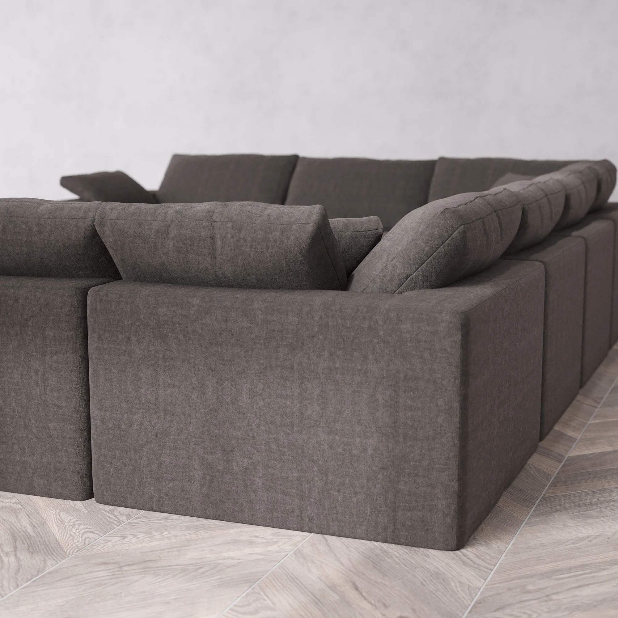 Slipcover Only - Modular Washable 8-Seater U Sectional + Chaise Ottoman Cloud Sofa in Truffle - Image 5