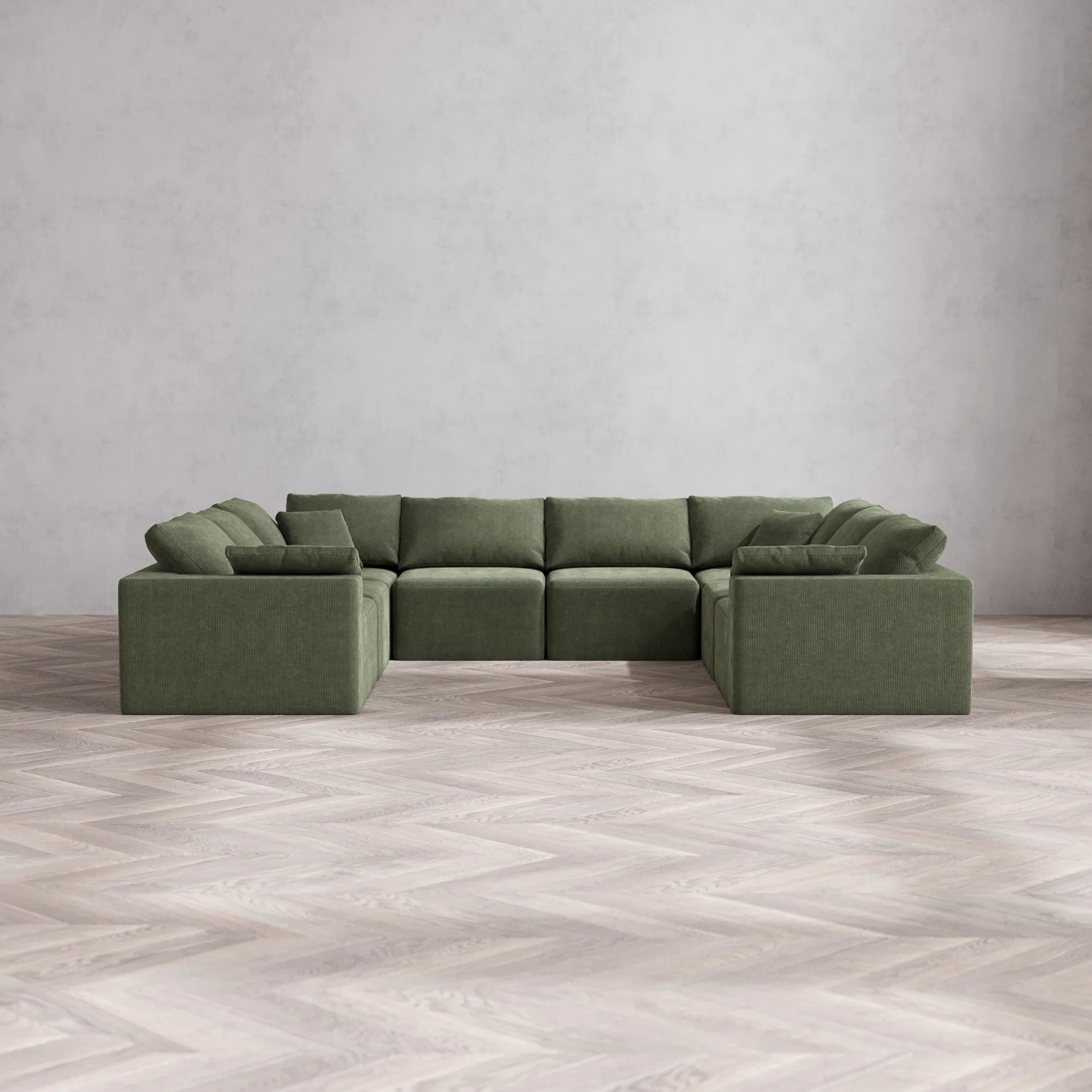 Slipcover Only - Modular Washable 8-Seater U Sectional Cloud Sofa in Juniper