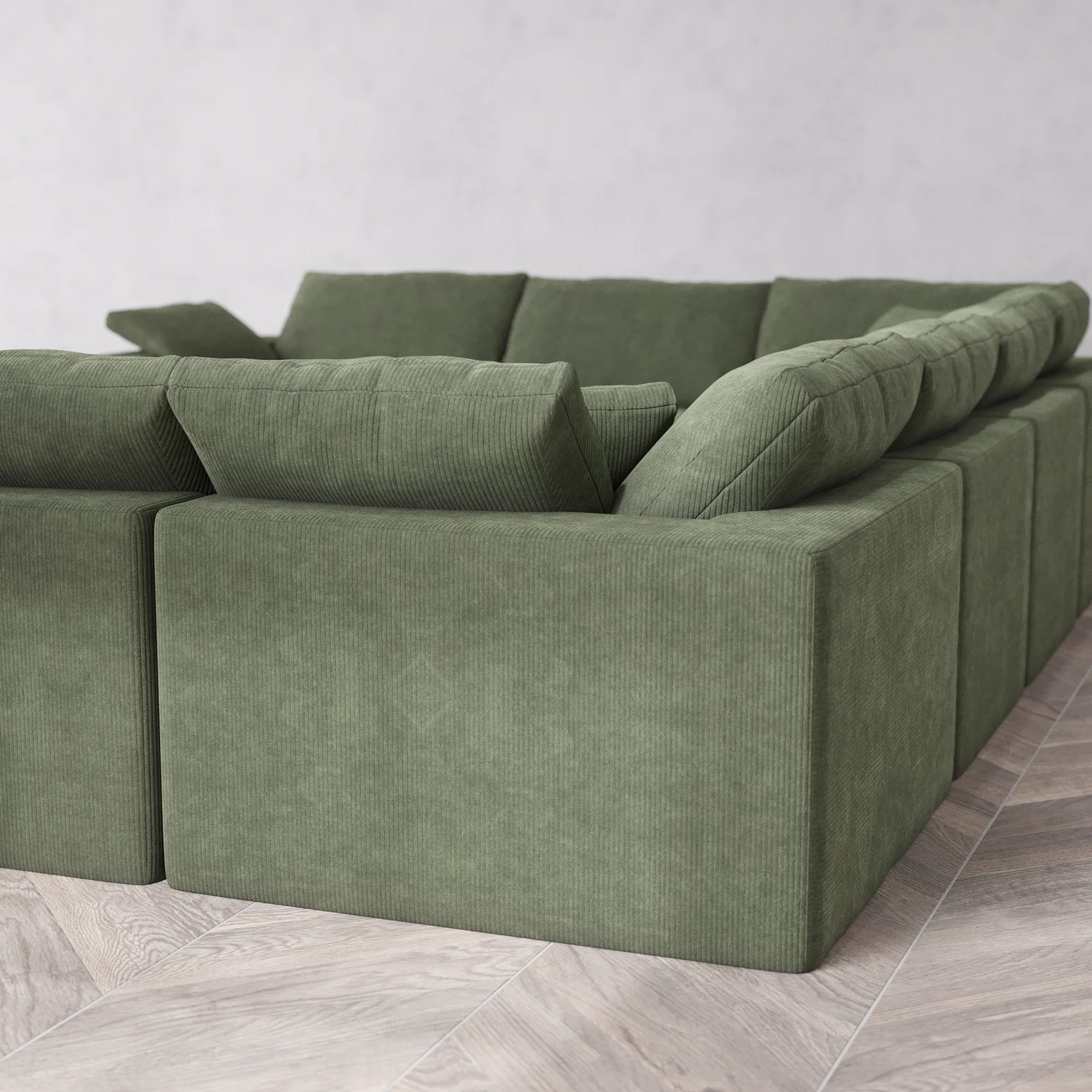 Slipcover Only - Modular Washable 8-Seater U Sectional Cloud Sofa in Juniper - Image 5