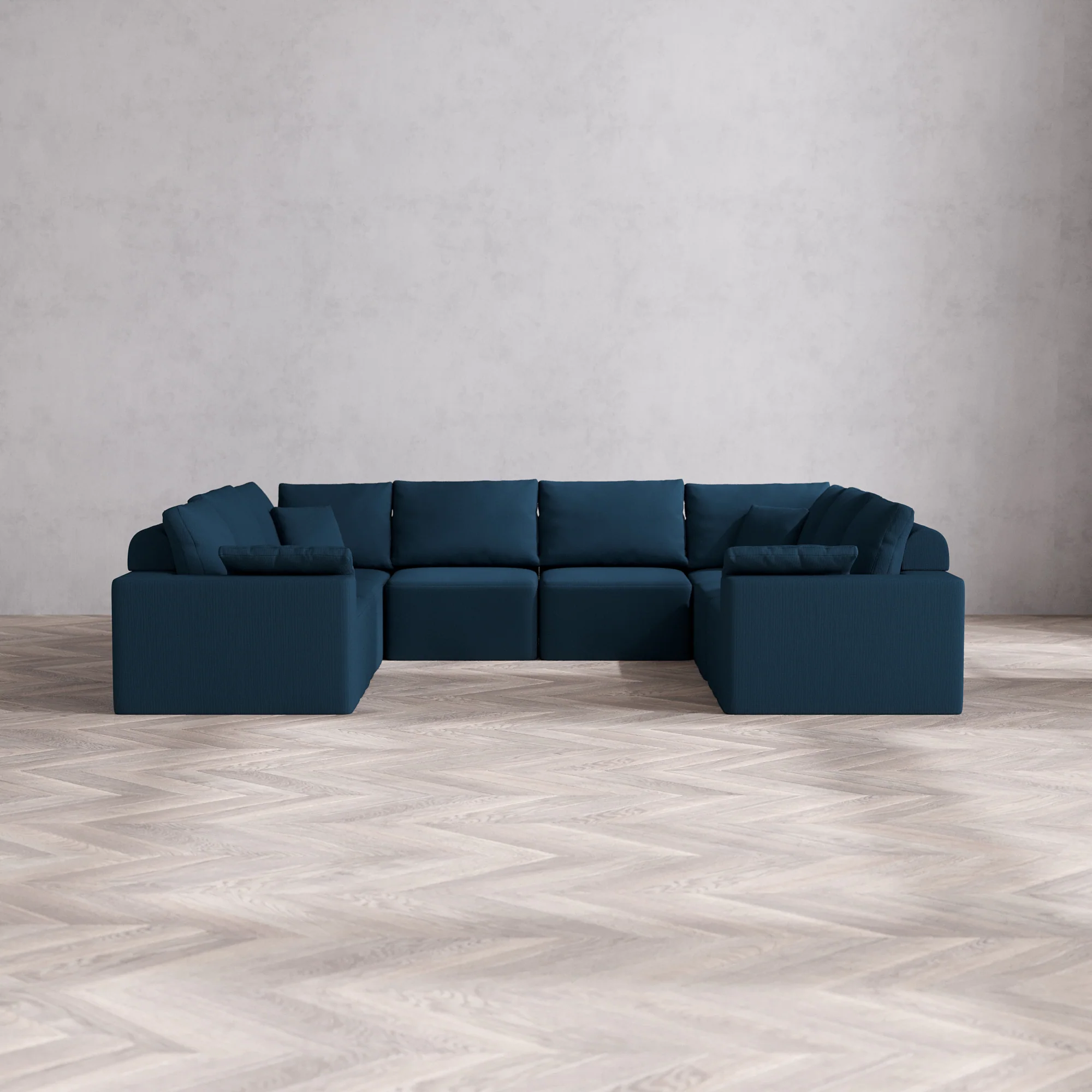 Slipcover Only - Modular Washable 8-Seater U Sectional Cloud + Bolster Sofa in Lazuli
