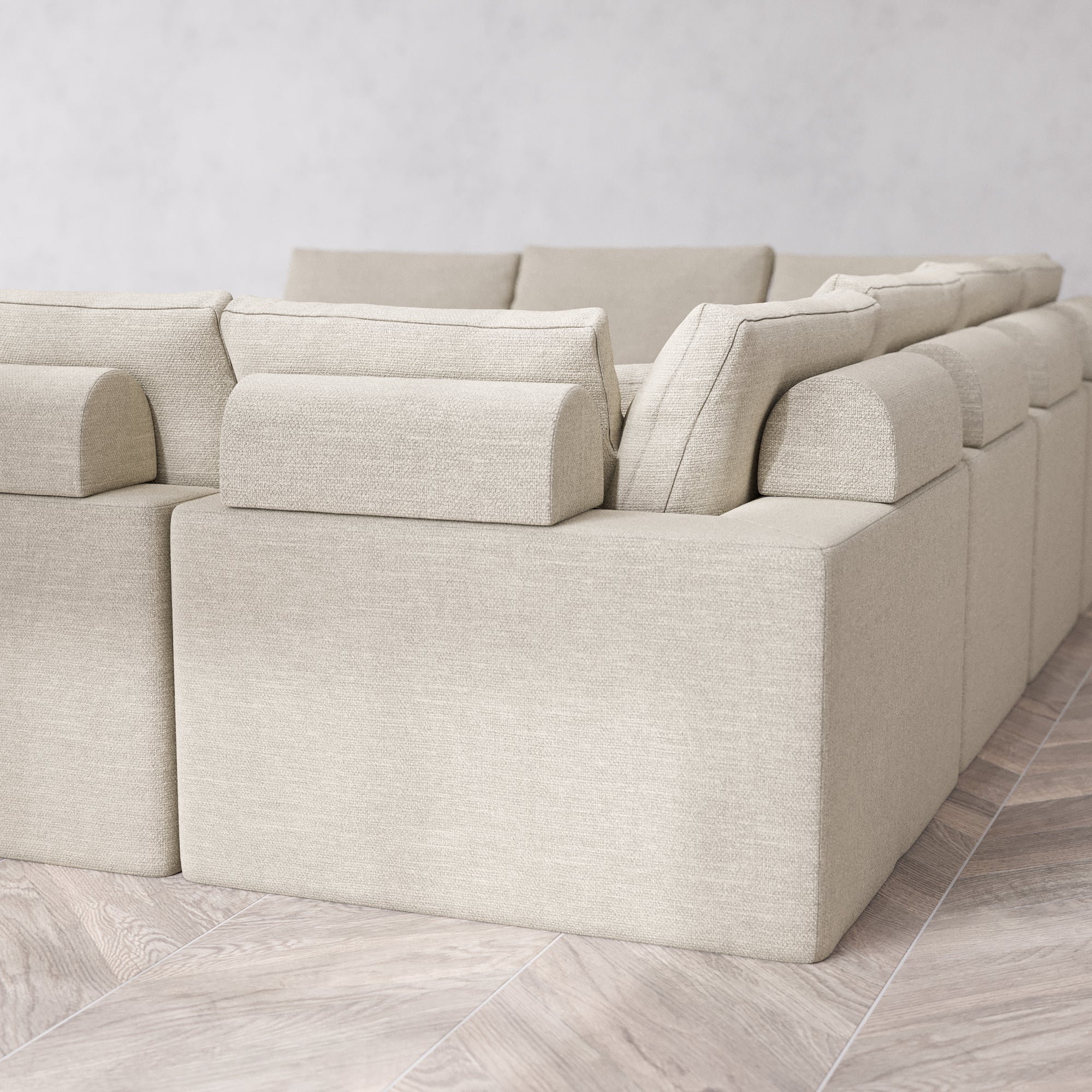 Slipcover Only - Modular Washable 8-Seater U Sectional Cloud + Bolster Sofa in Sandstone - Image 5