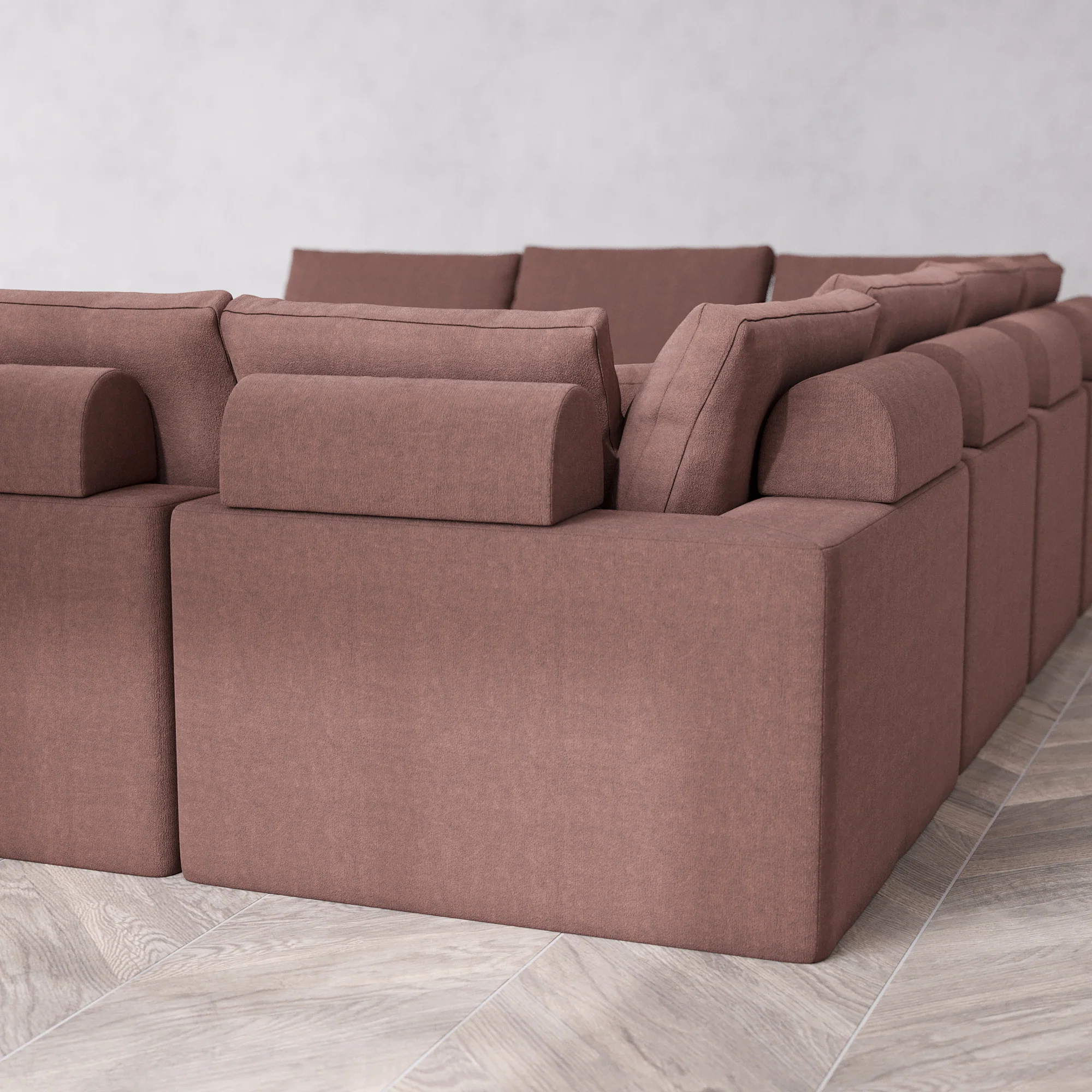 Slipcover Only - Modular Washable 8-Seater U Sectional Cloud + Bolster Sofa in Sumac - Image 5